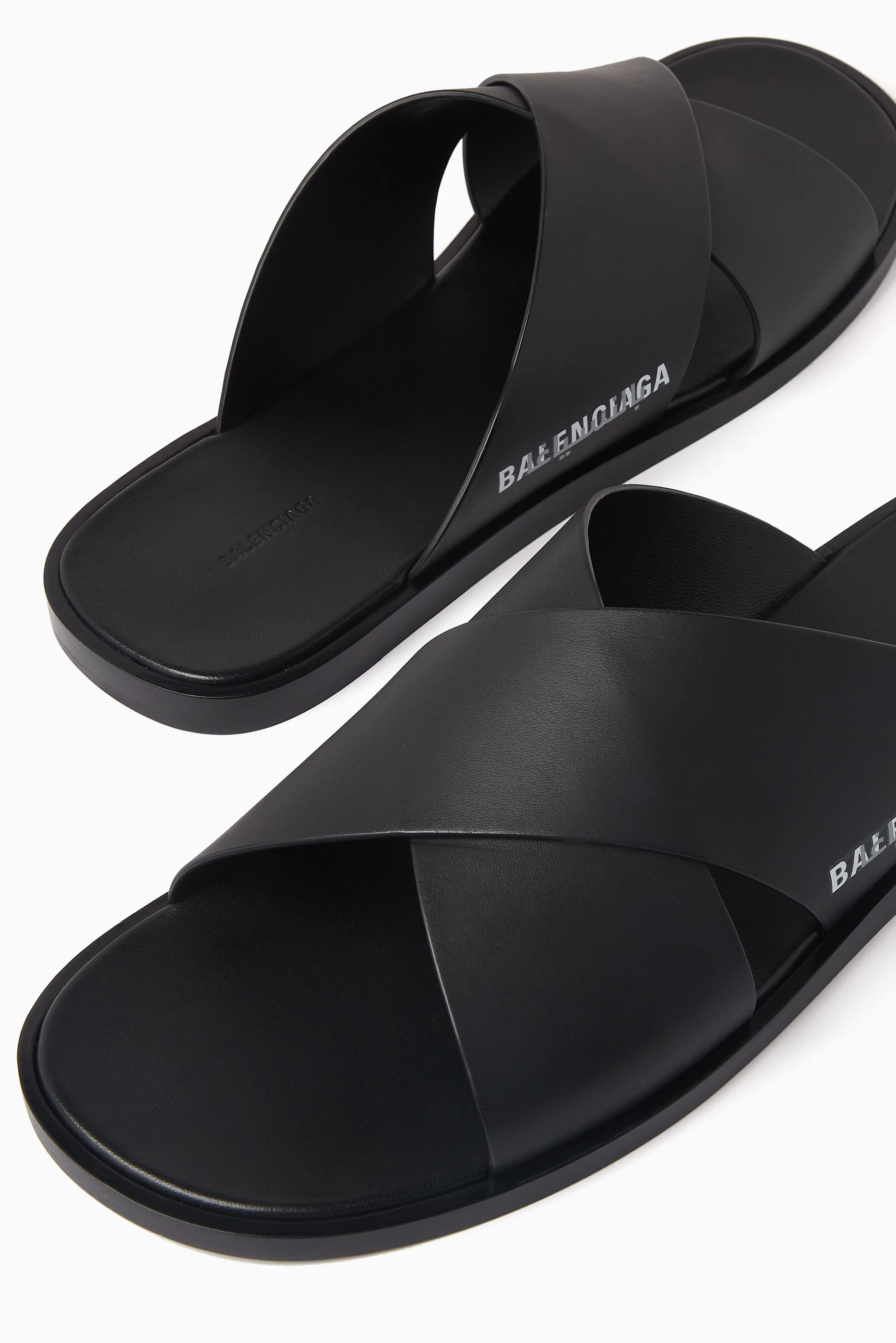 Balenciaga leather logo sandals online