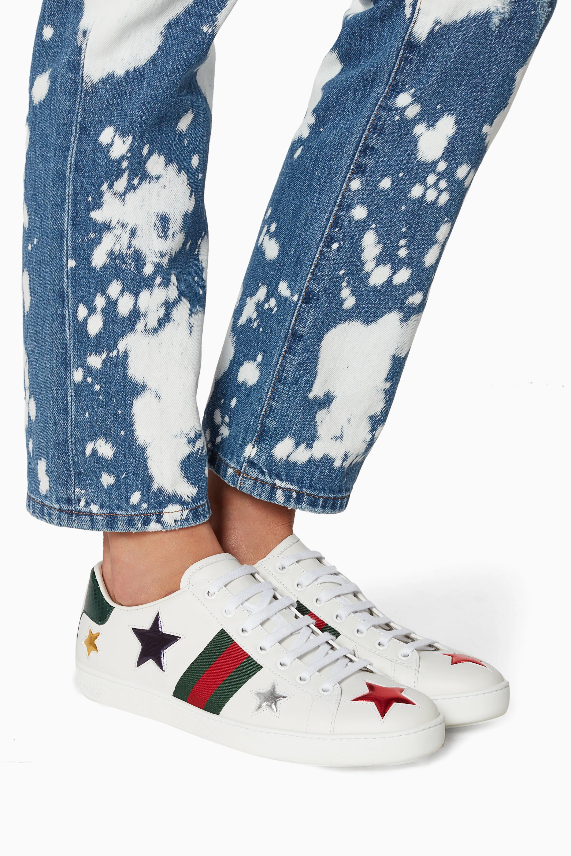 Buy Gucci Multicolour White Ace Star Embroidered Sneakers for Women Online Ounass Kuwait