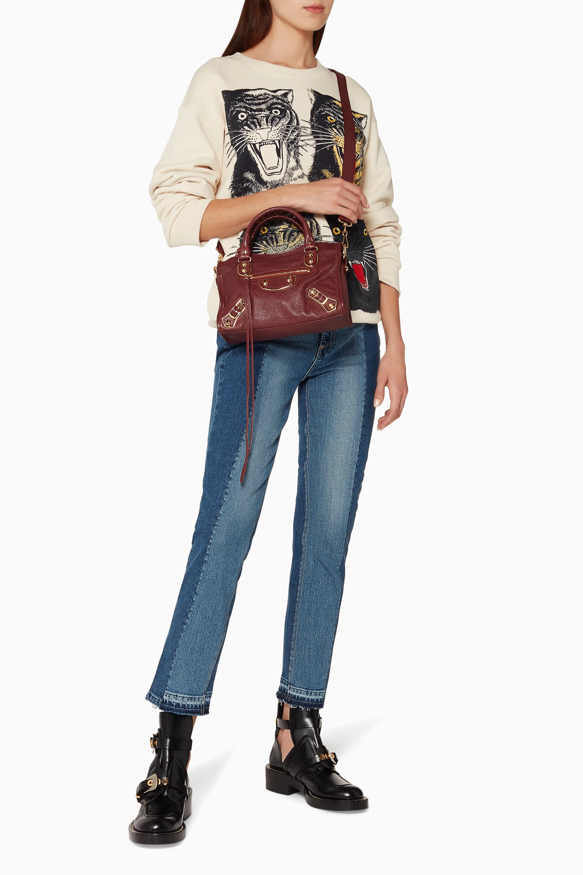 Buy Balenciaga Red Burgundy Mini Classic Metallic Edge City Tote Bag for Women Online Ounass Kuwait