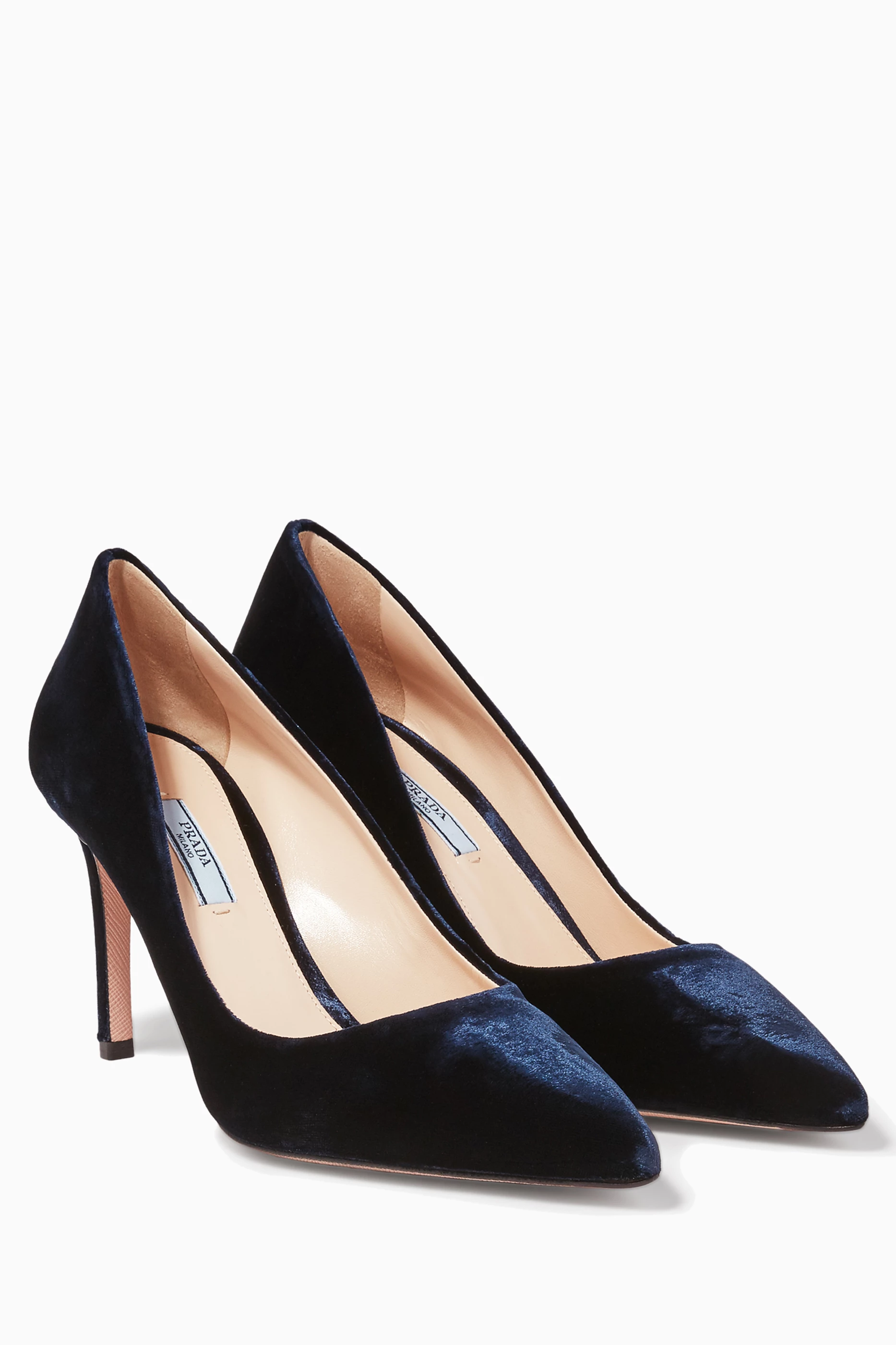 Prada navy pumps hotsell