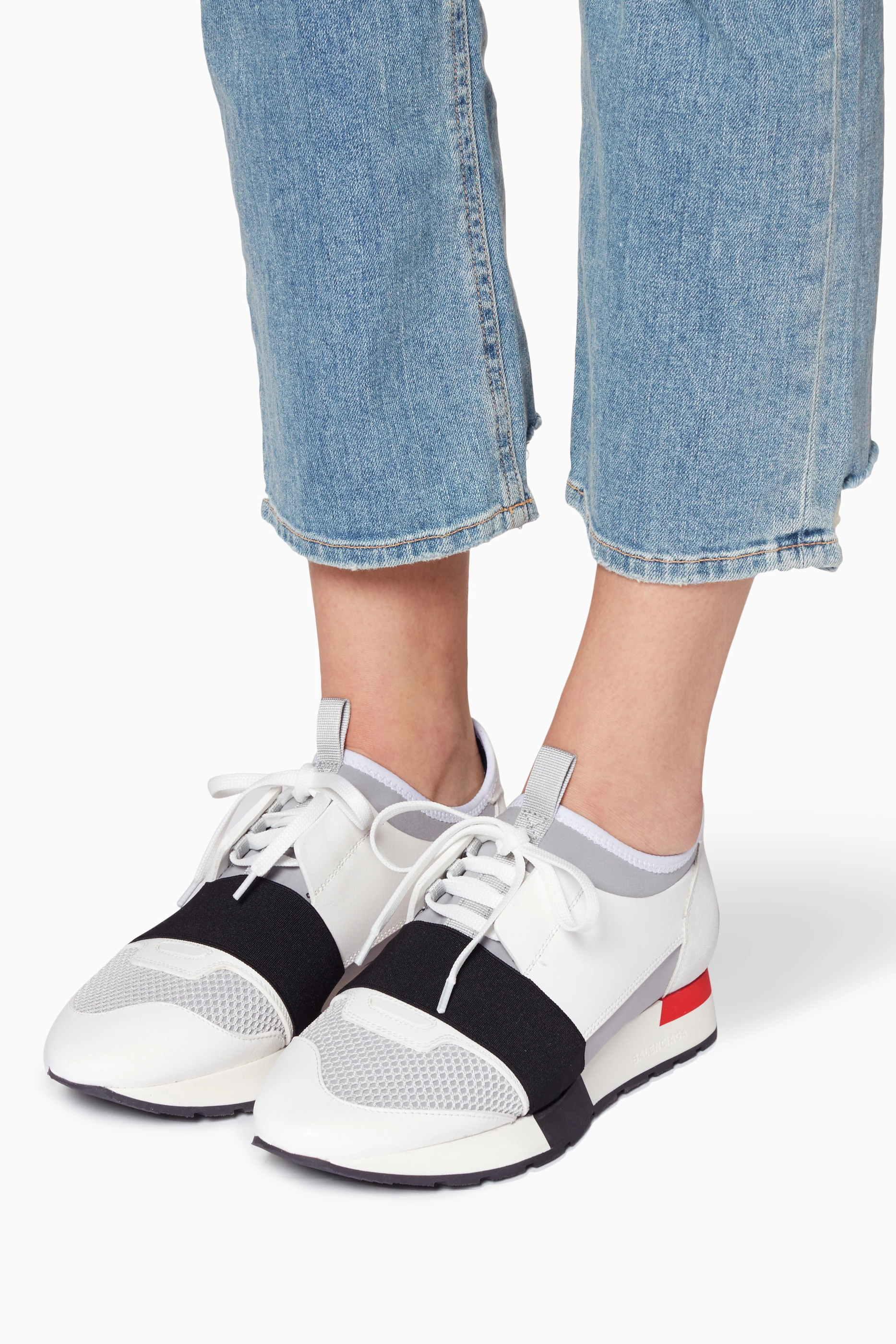 Buy Balenciaga White White Race Runner Low Top Sneakers for Women Online Ounass Kuwait