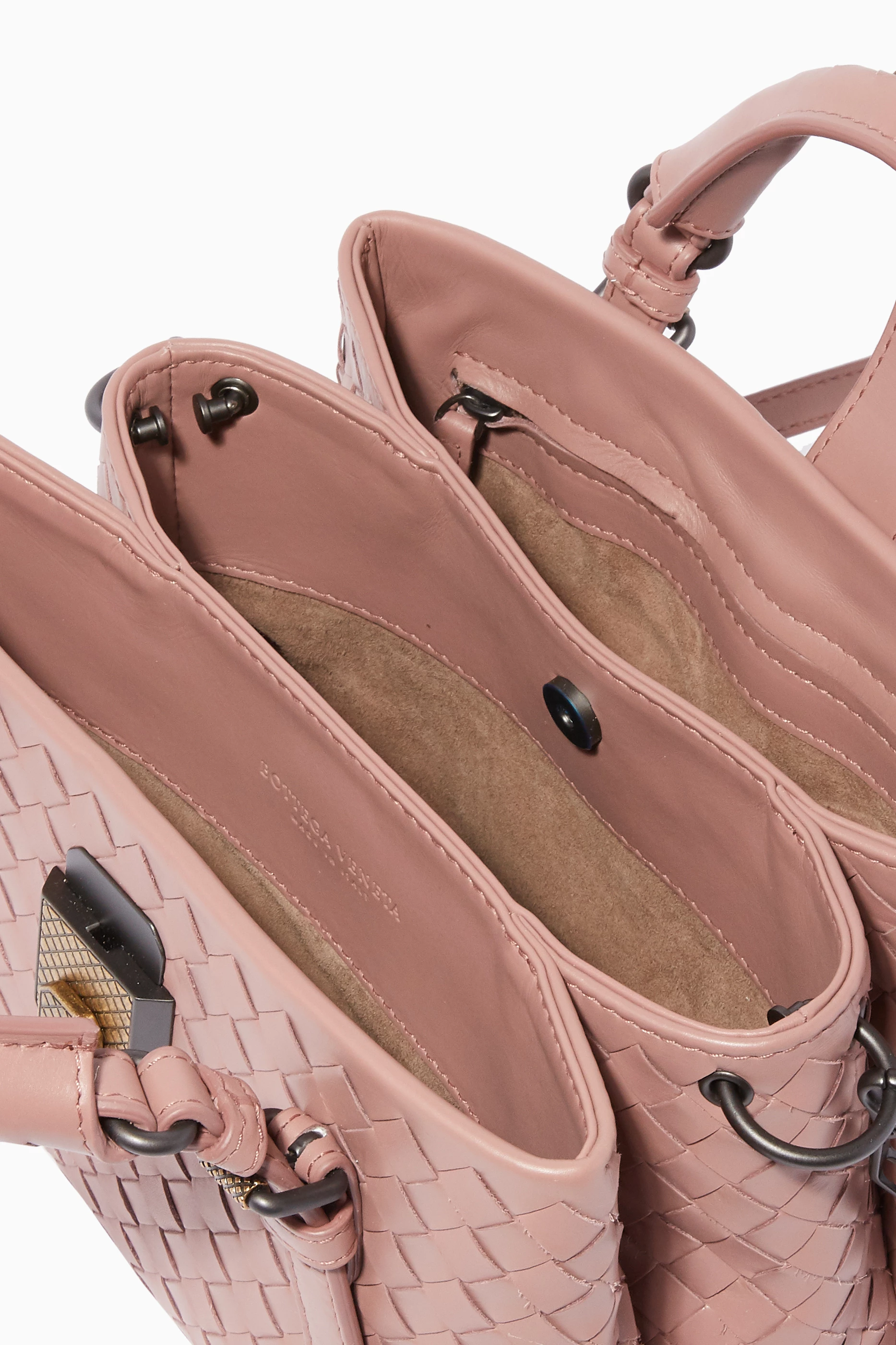 Buy Bottega Veneta Pink Deco-Rose Mini Roma Tote Bag for Women