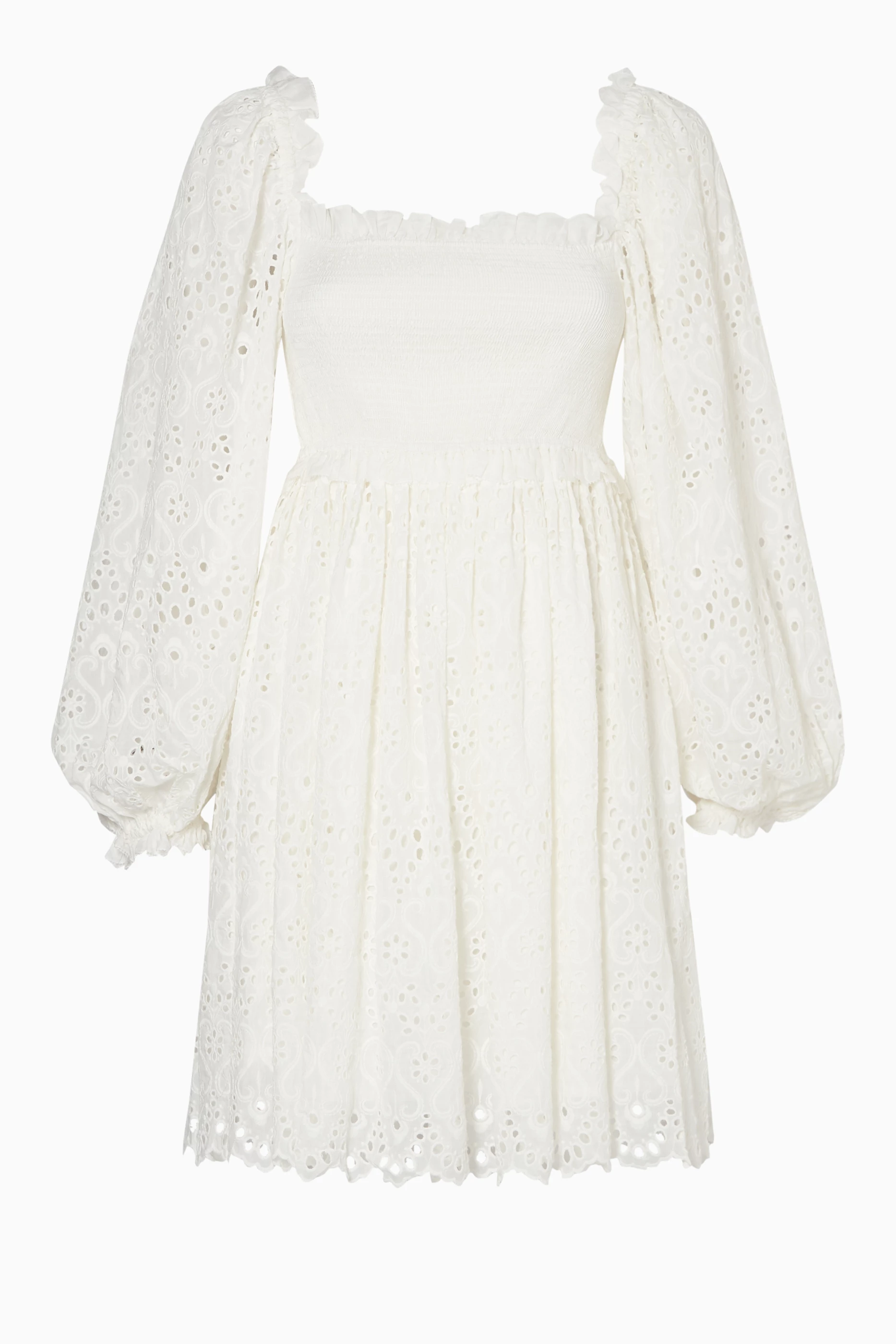 Buy Zimmermann Neutral Ivory Castile Shirred Flare Dress for Women Online Ounass Kuwait