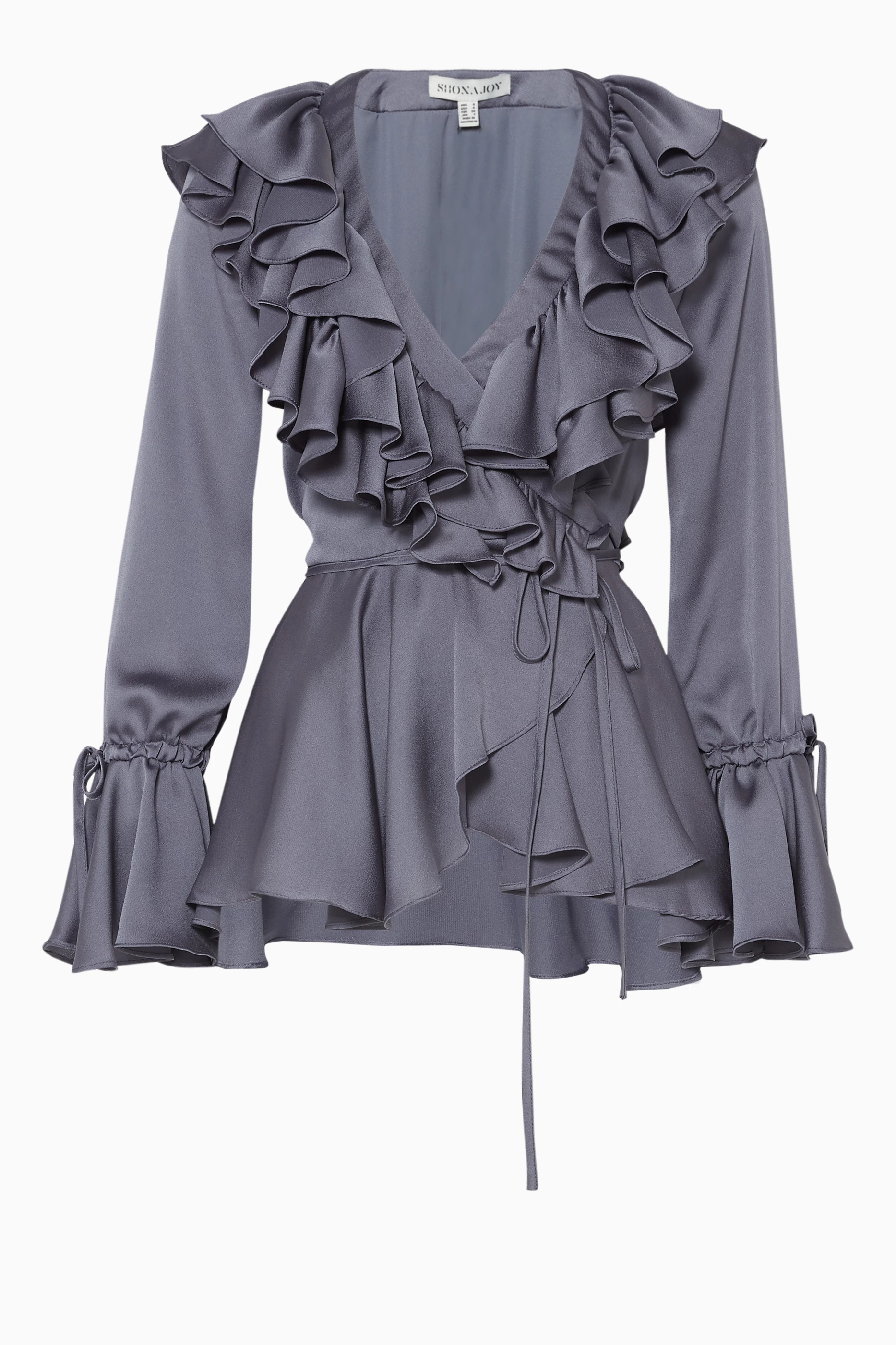 Buy Shona Joy Blue Grey Frill Anna Wrap Style Blouse for Women Online Ounass Kuwait