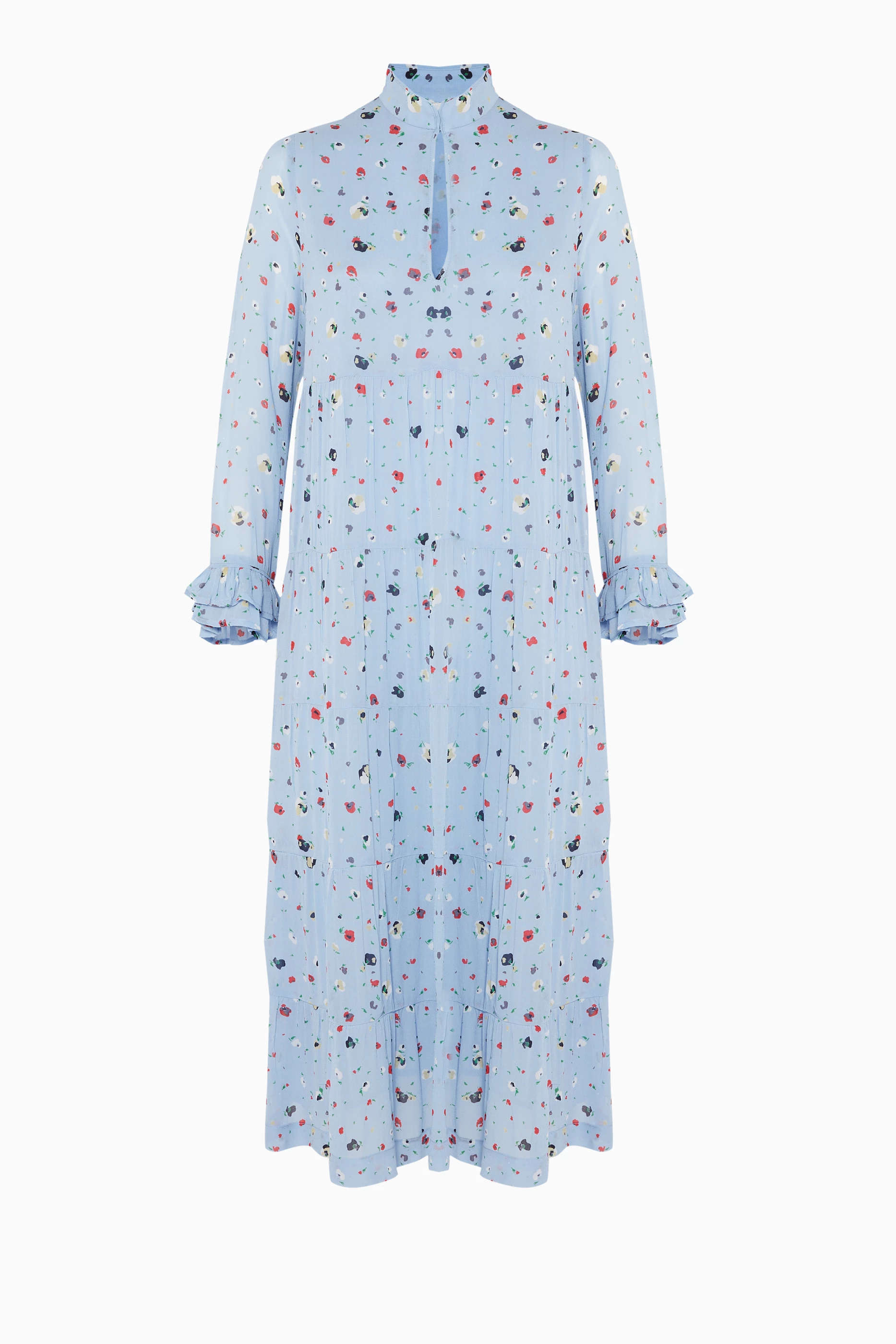 ganni serenity blue dress Ganni Rosenfeld Embellished Tulle Mini Dress in Blue