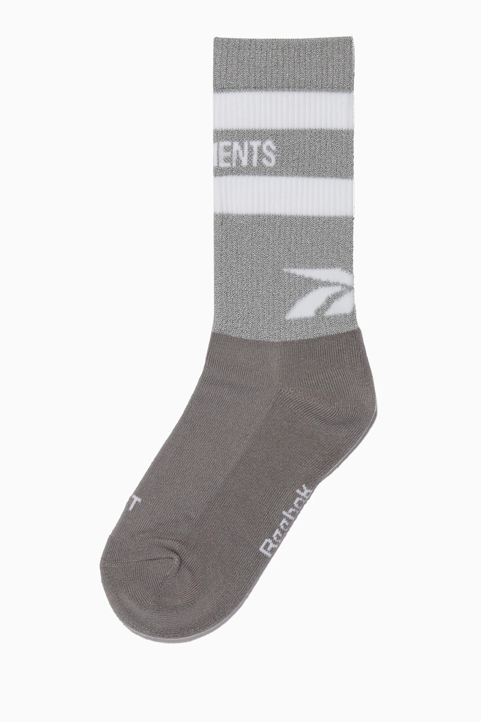 Buy Vetements Grey Vetements X Reebok Grey Reflective Logo Socks for Women Online Ounass Kuwait