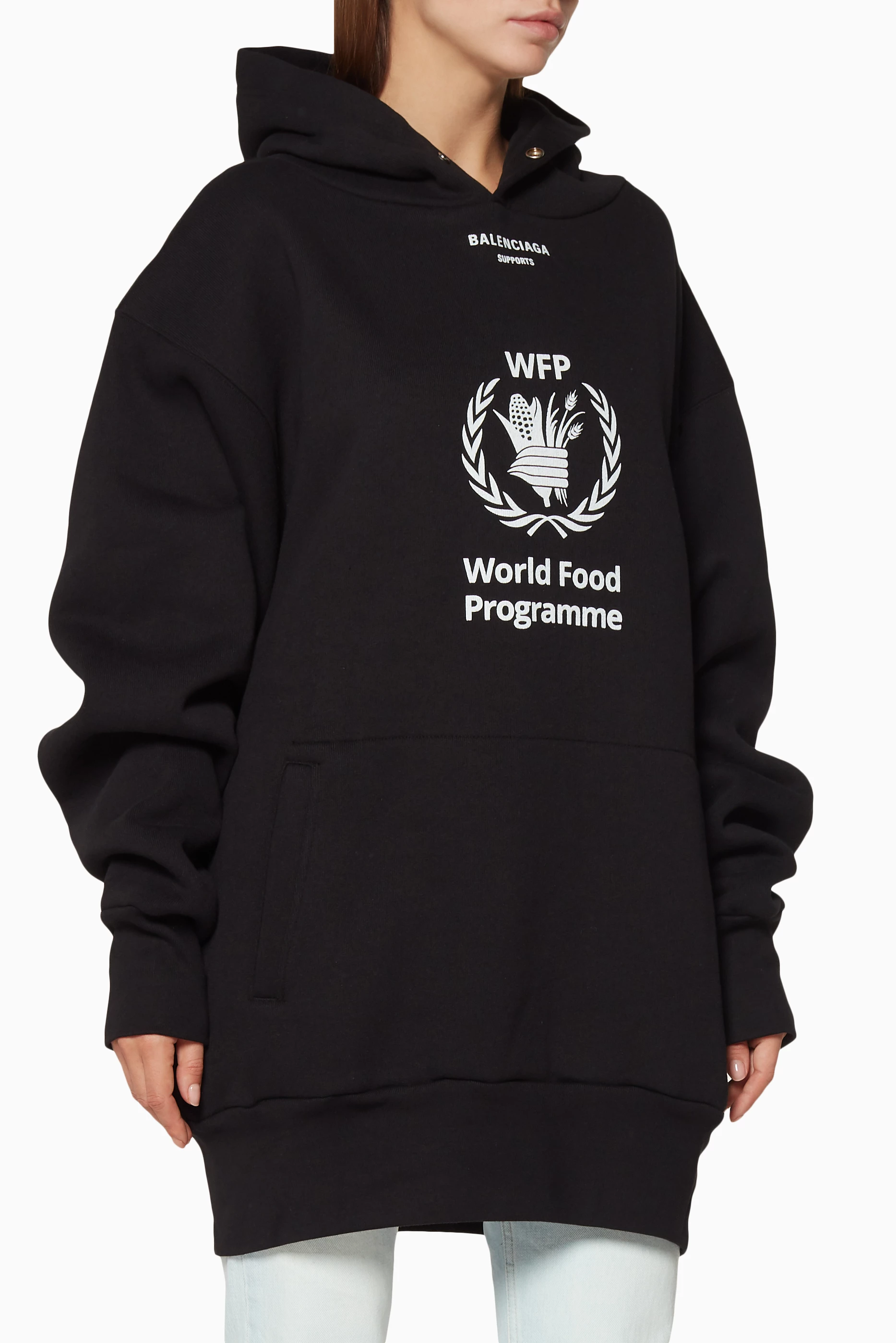 Buy Balenciaga Black Black World Food Programme Oversized Hoodie