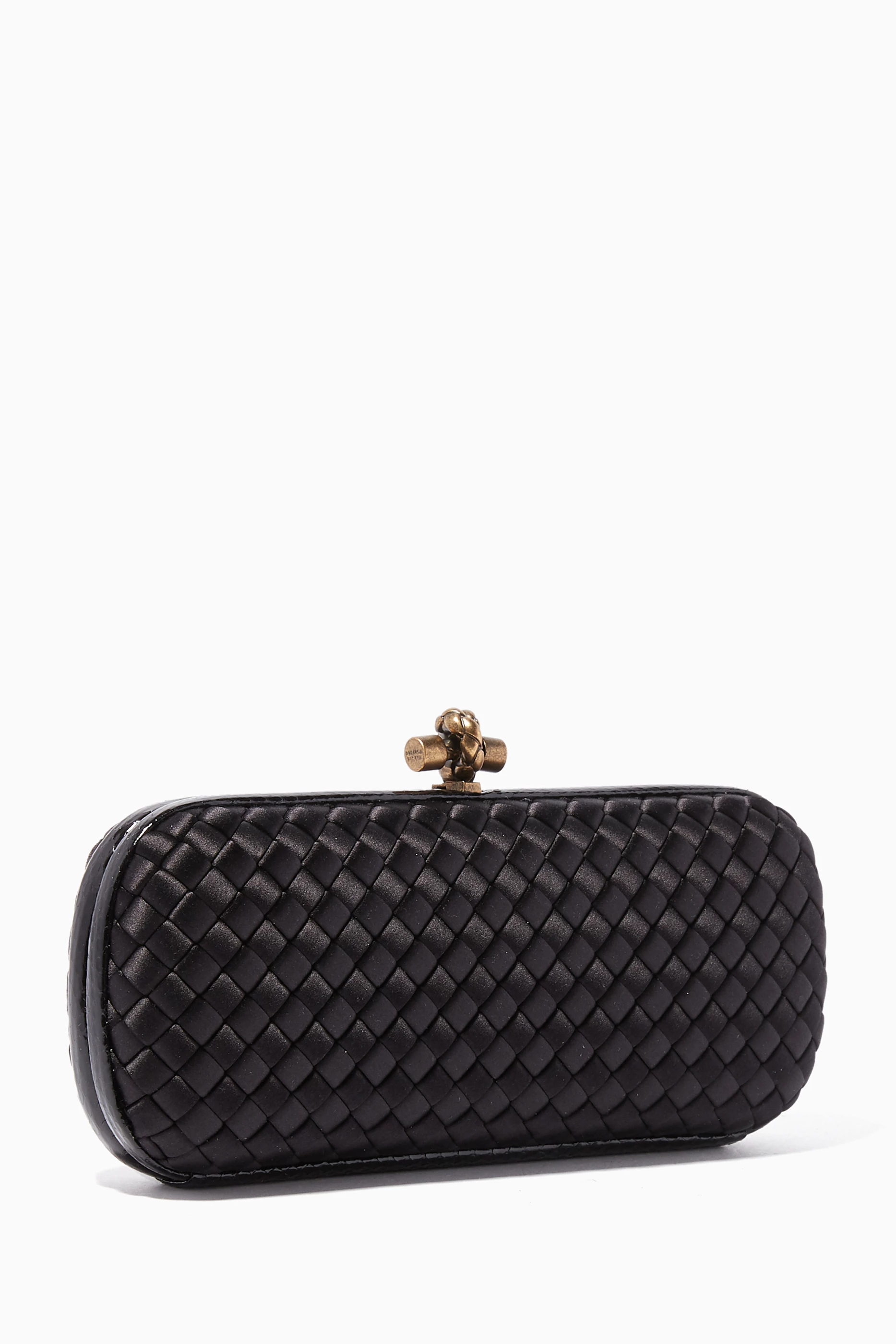 Buy Bottega Veneta Black Black Ayers Satin Knot Clutch for Women Online Ounass Kuwait