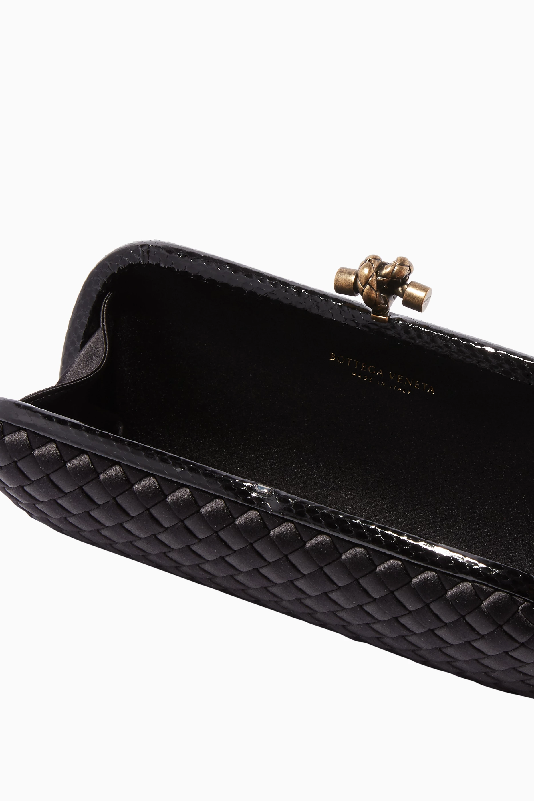 Bottega satin knot clutch online