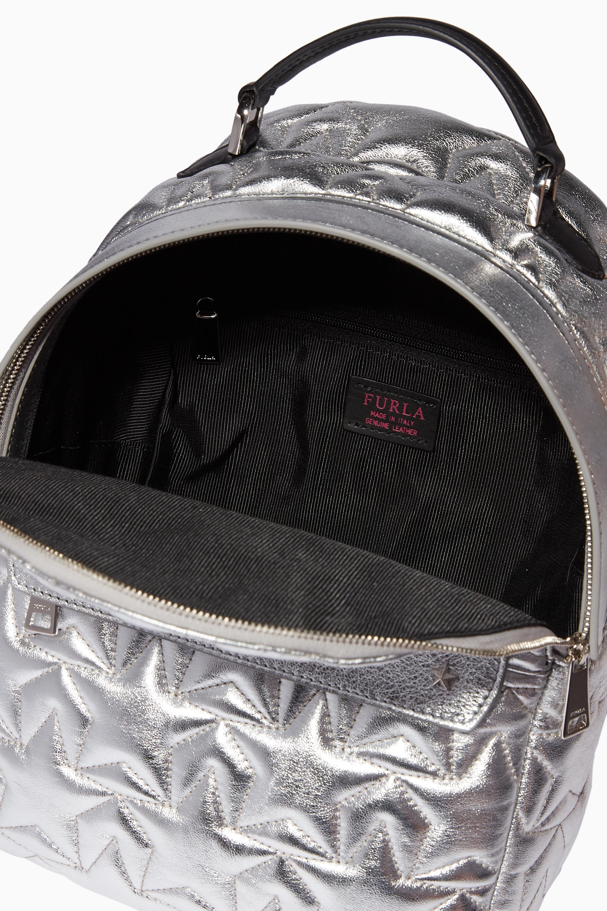 Buy Furla Silver Silver Quilted Favola Backpack for Women  display picture 2
