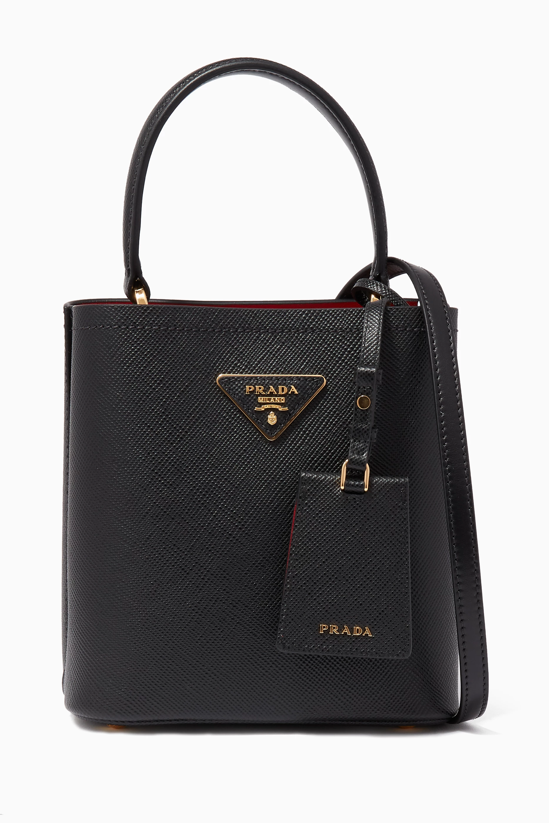 Buy Prada Black Mini Saffiano Leather Bucket Bag for Women