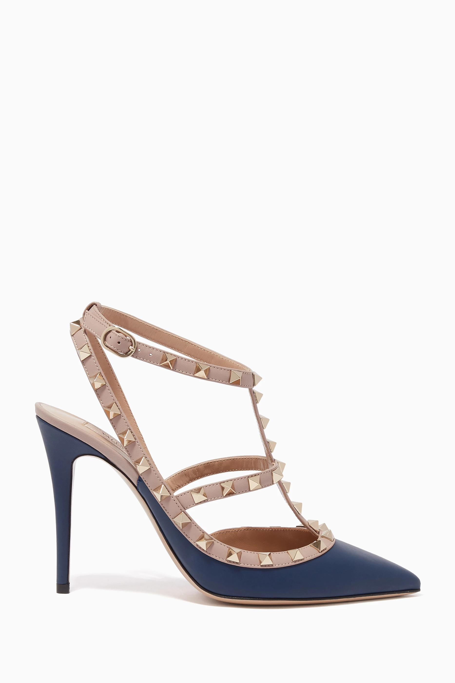 Buy Valentino Garavani Blue Navy Single-Strap Rockstud Pumps for
