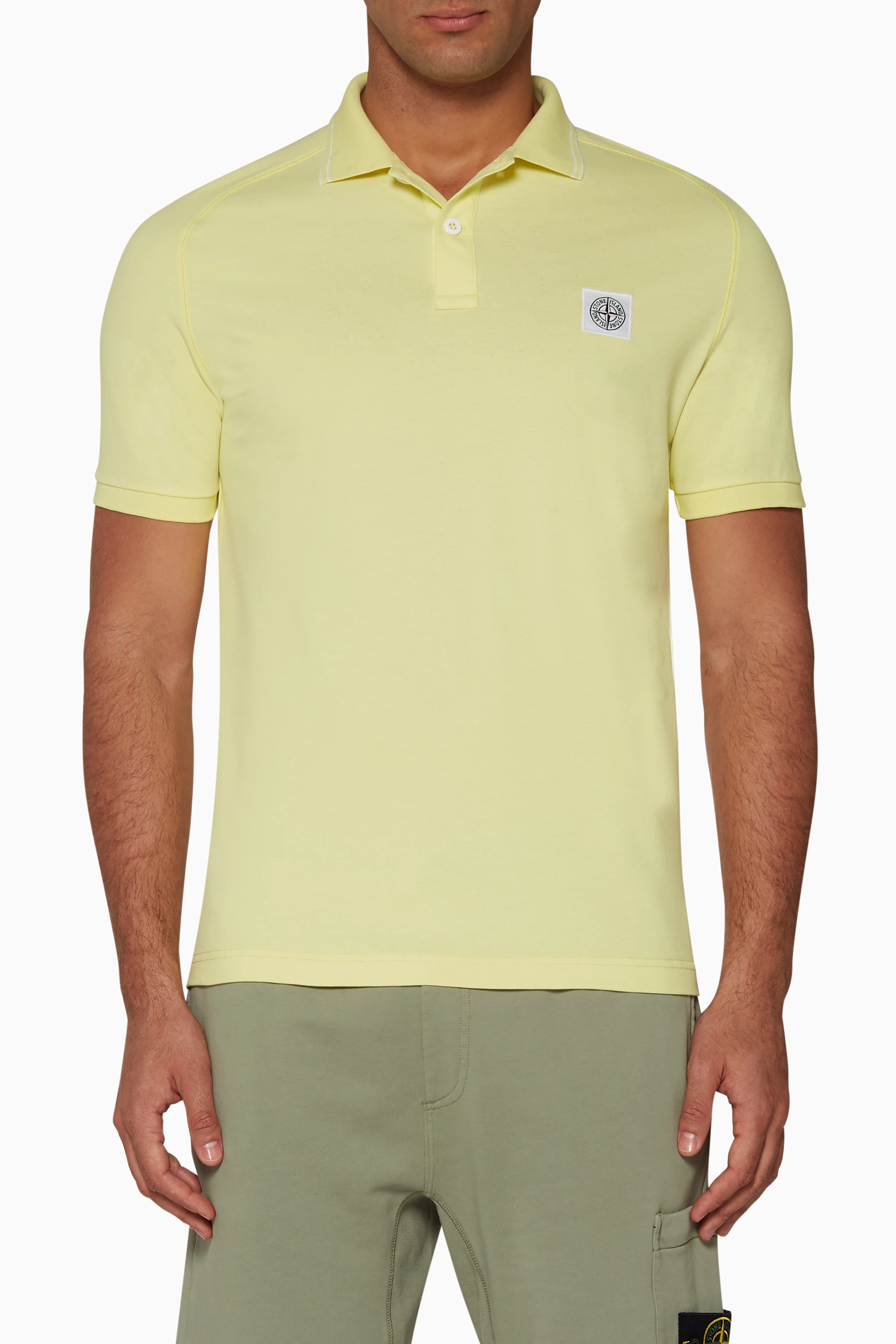 Buy Stone Island Yellow Light Yellow Polo T Shirt for Men Online Ounass Kuwait