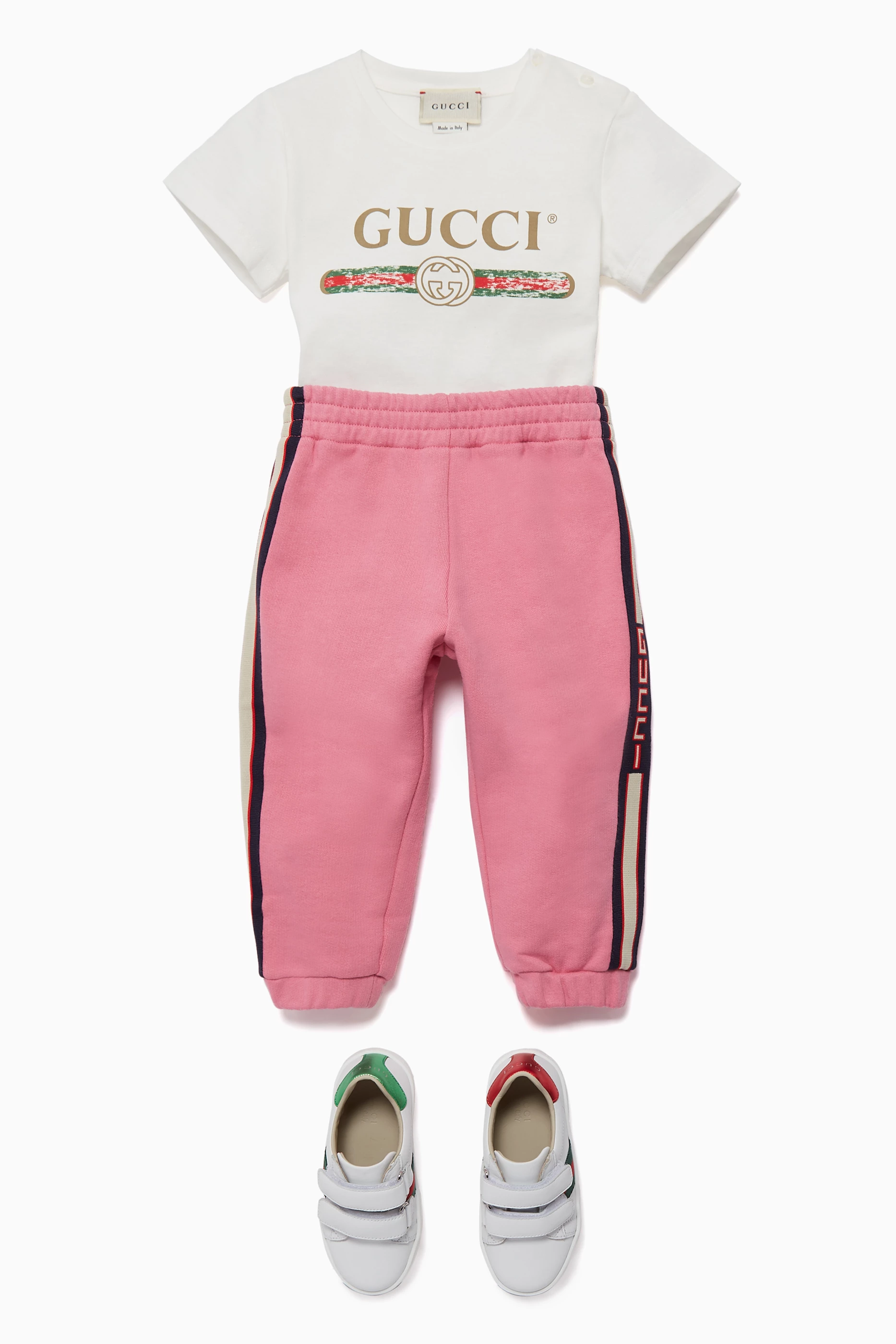 Buy Gucci White White Logo Print Cotton T Shirt for Baby Girls Online Ounass Kuwait