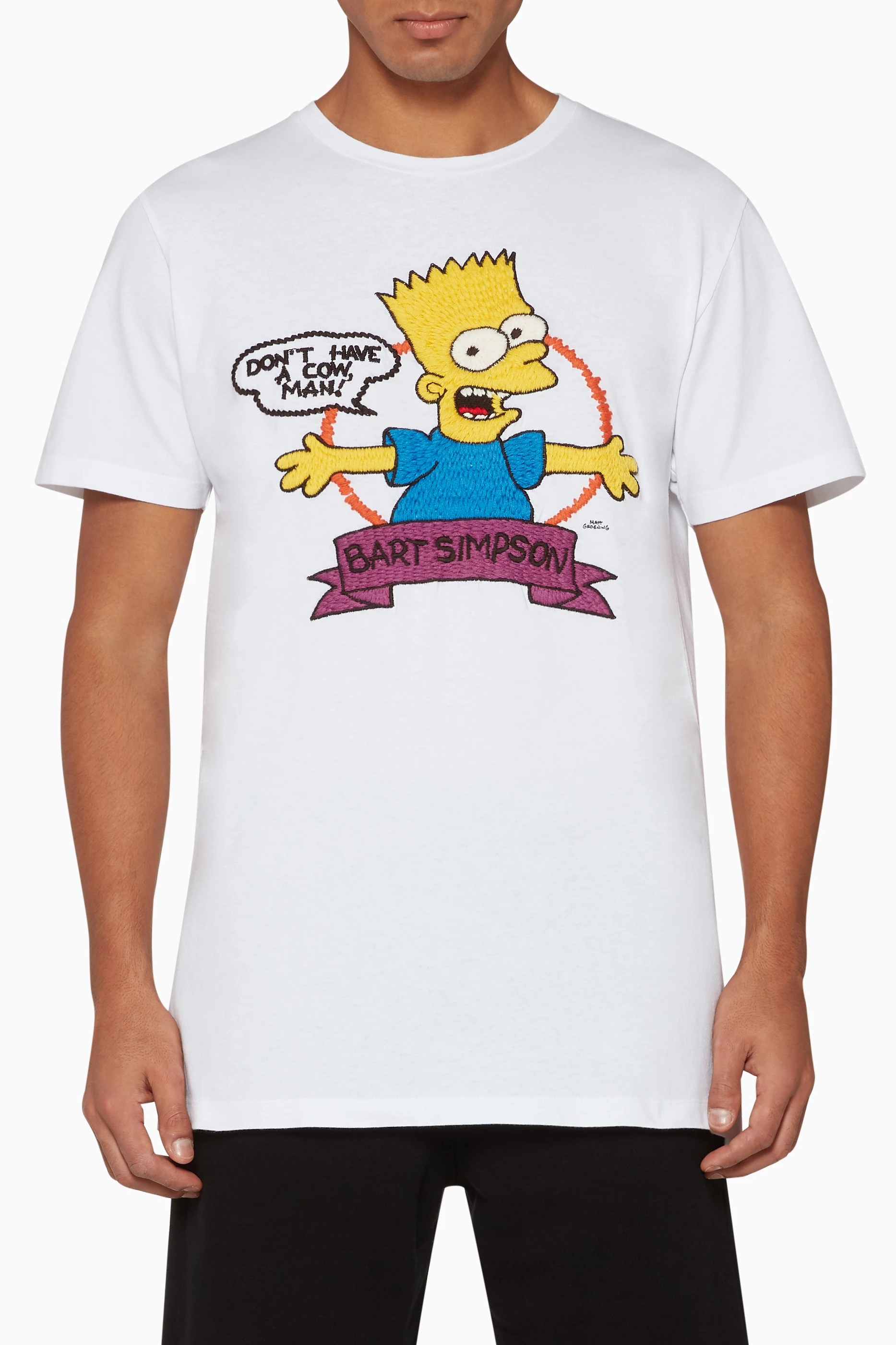 Buy Off White White Bart Simpson Embroidered T Shirt for Men Online Ounass Kuwait