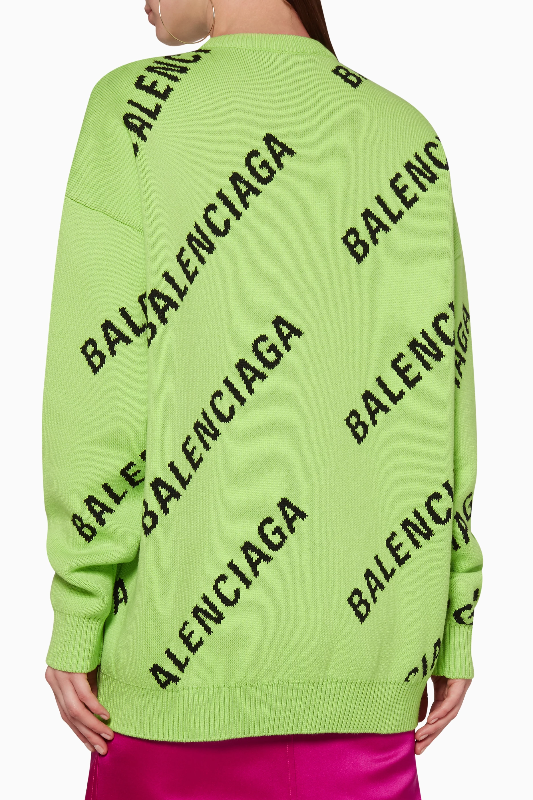 Buy Balenciaga Green All Over Logo Crewneck Sweater for Women Online Ounass Kuwait