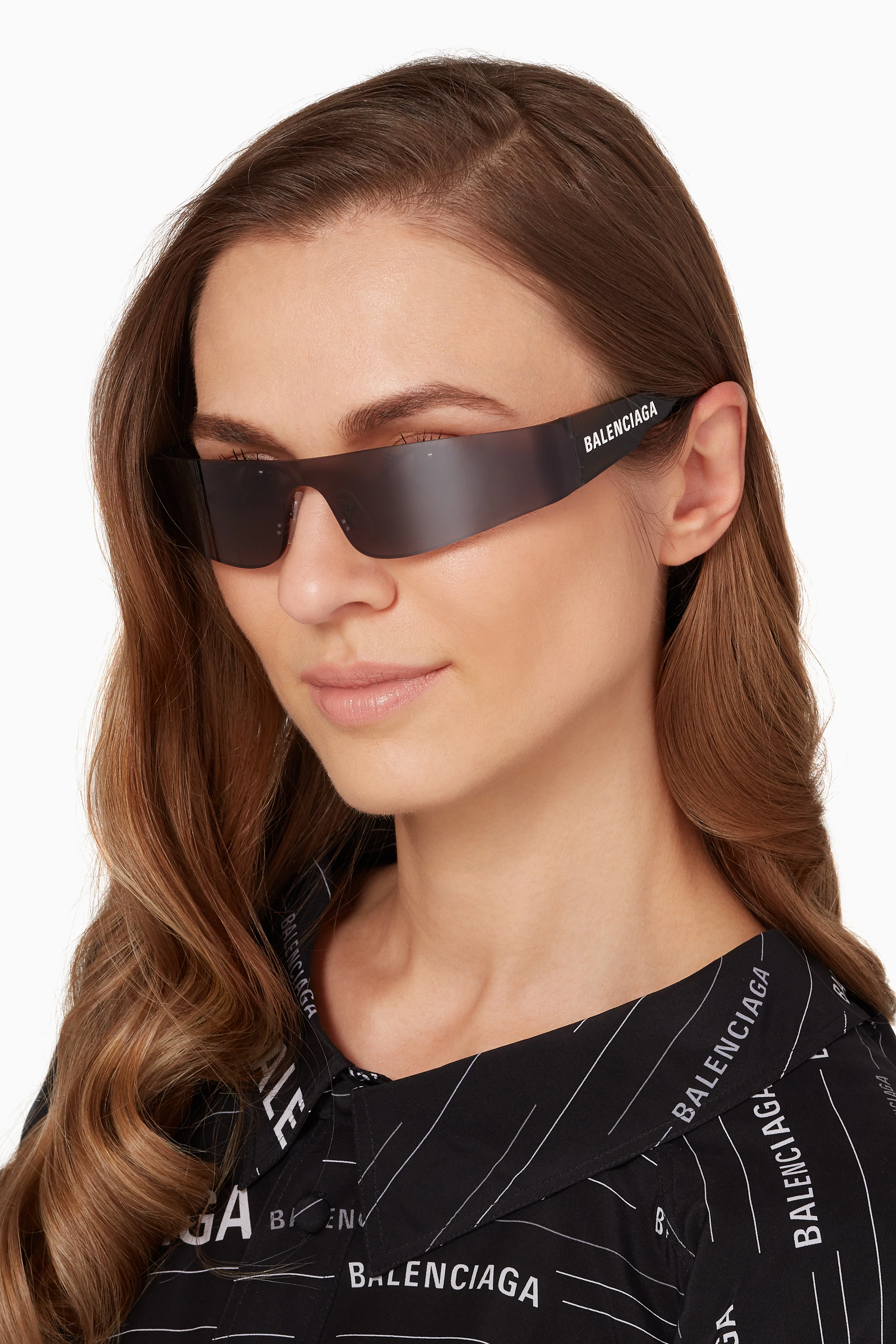 Buy Balenciaga Black Mono Rectangular Sunglasses for Women Online Ounass Kuwait