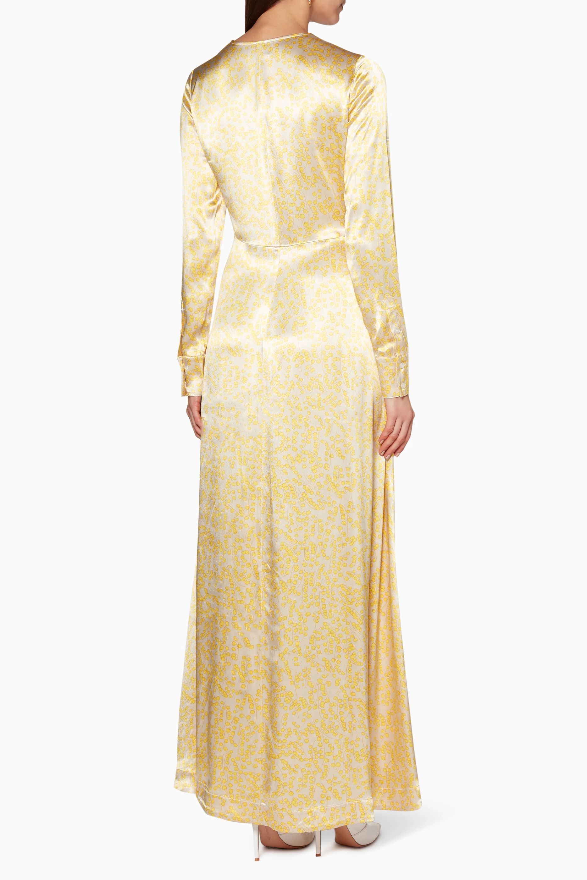 Buy Ganni Yellow Yellow Cameron Dress for Women Online Ounass Kuwait