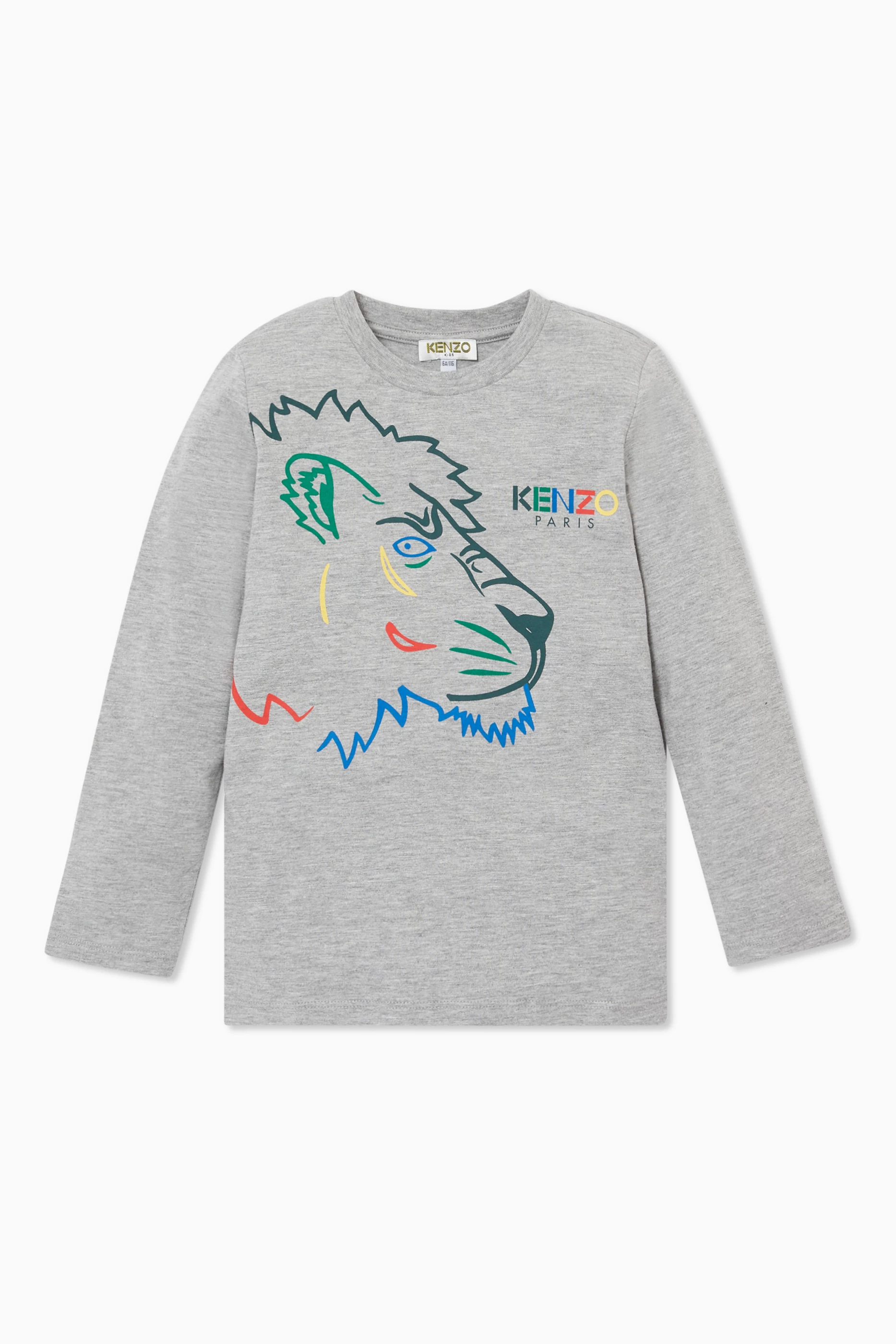 Buy KENZO KIDS Grey Geordan Lion T Shirt for Boys Online Ounass Kuwait