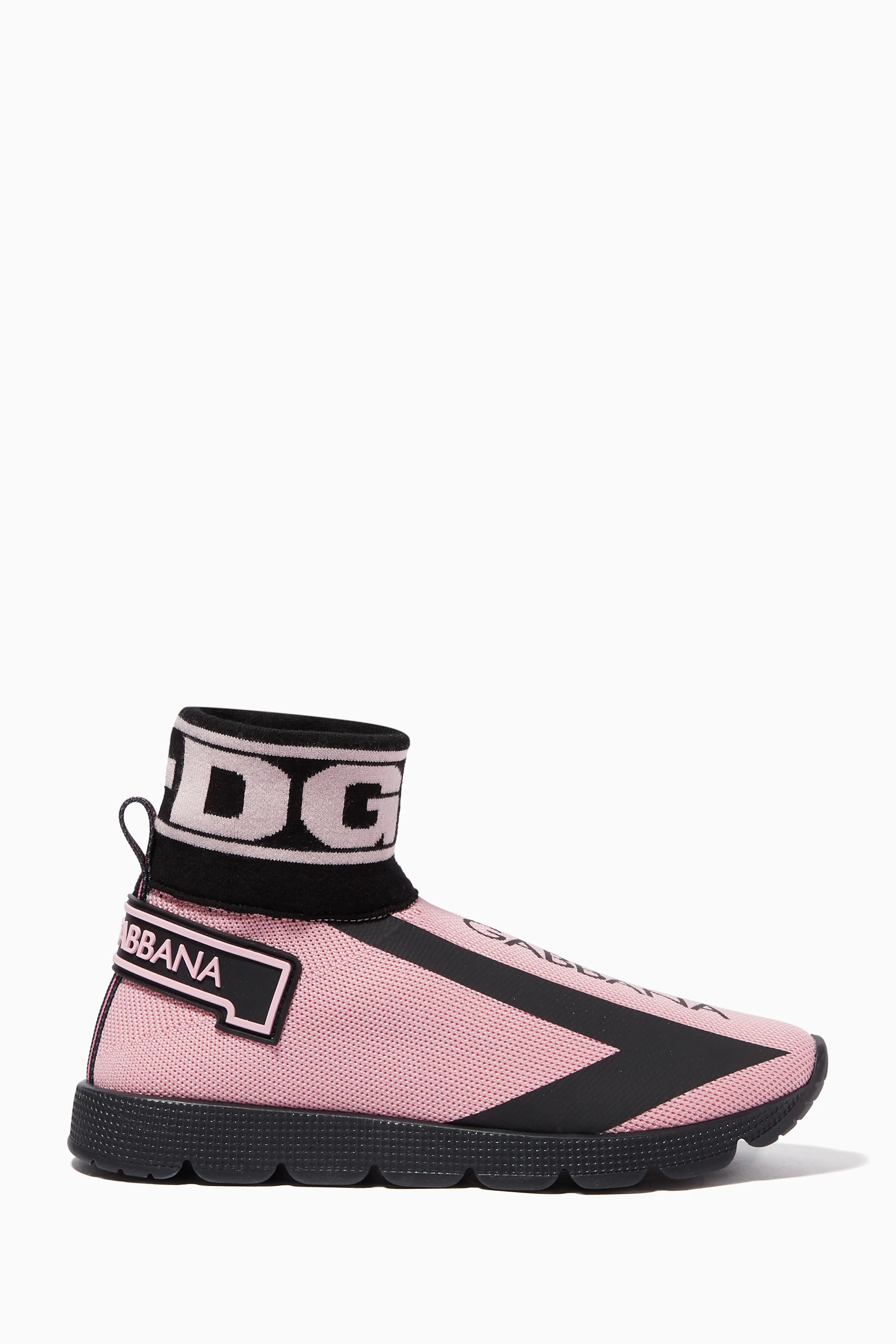 Buy Dolce Gabbana Pink High-Top Sorrento Logo Sneakers for Girls