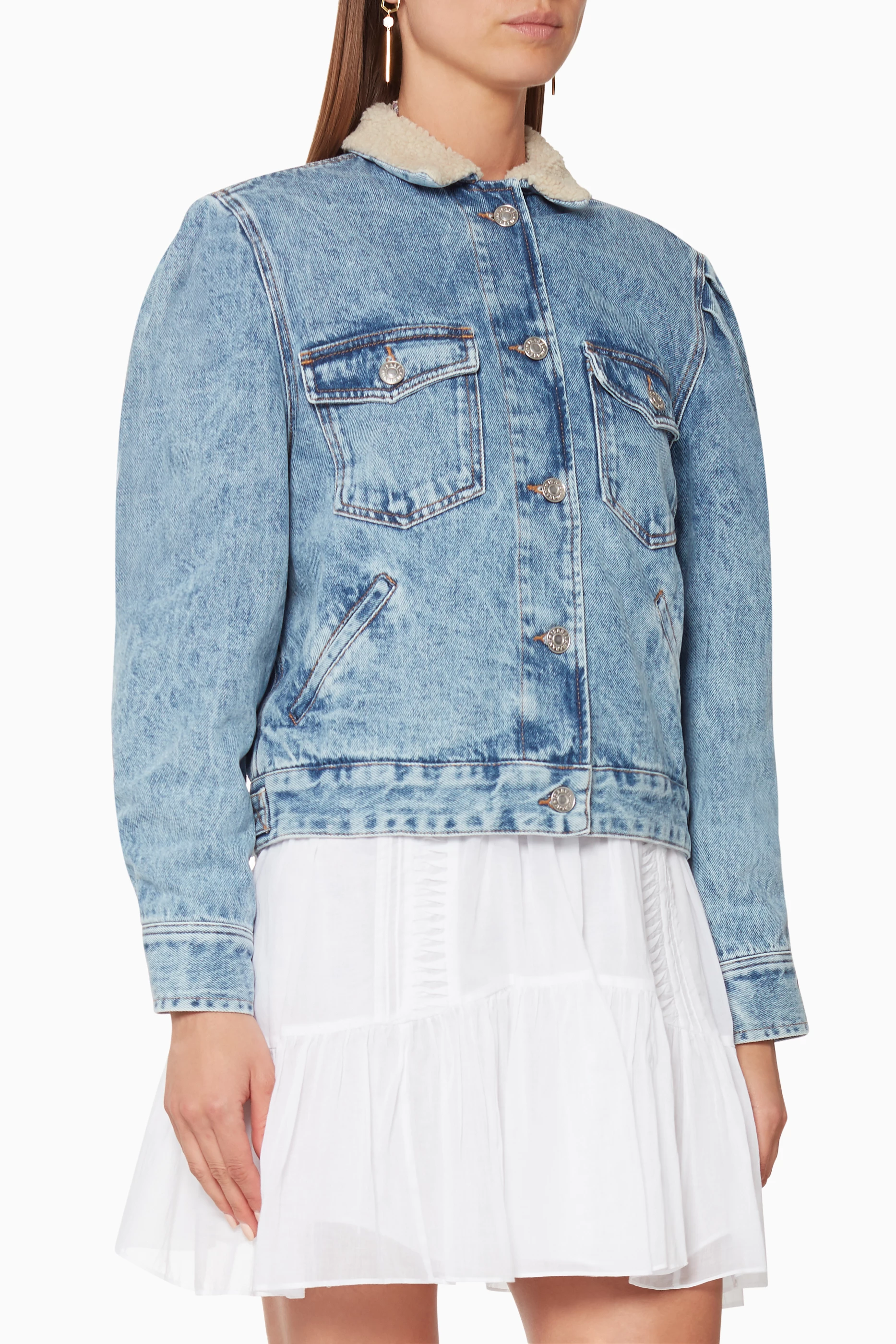Buy Isabel Marant Etoile Blue Nolinea Puff Sleeve Denim Jacket for Women Online Ounass Kuwait