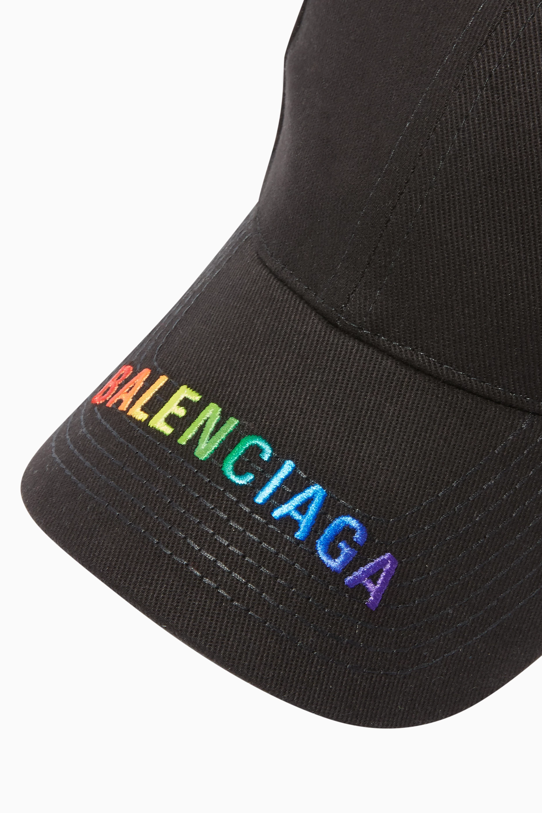 Buy Balenciaga Black Rainbow Logo Baseball Hat for Men Online