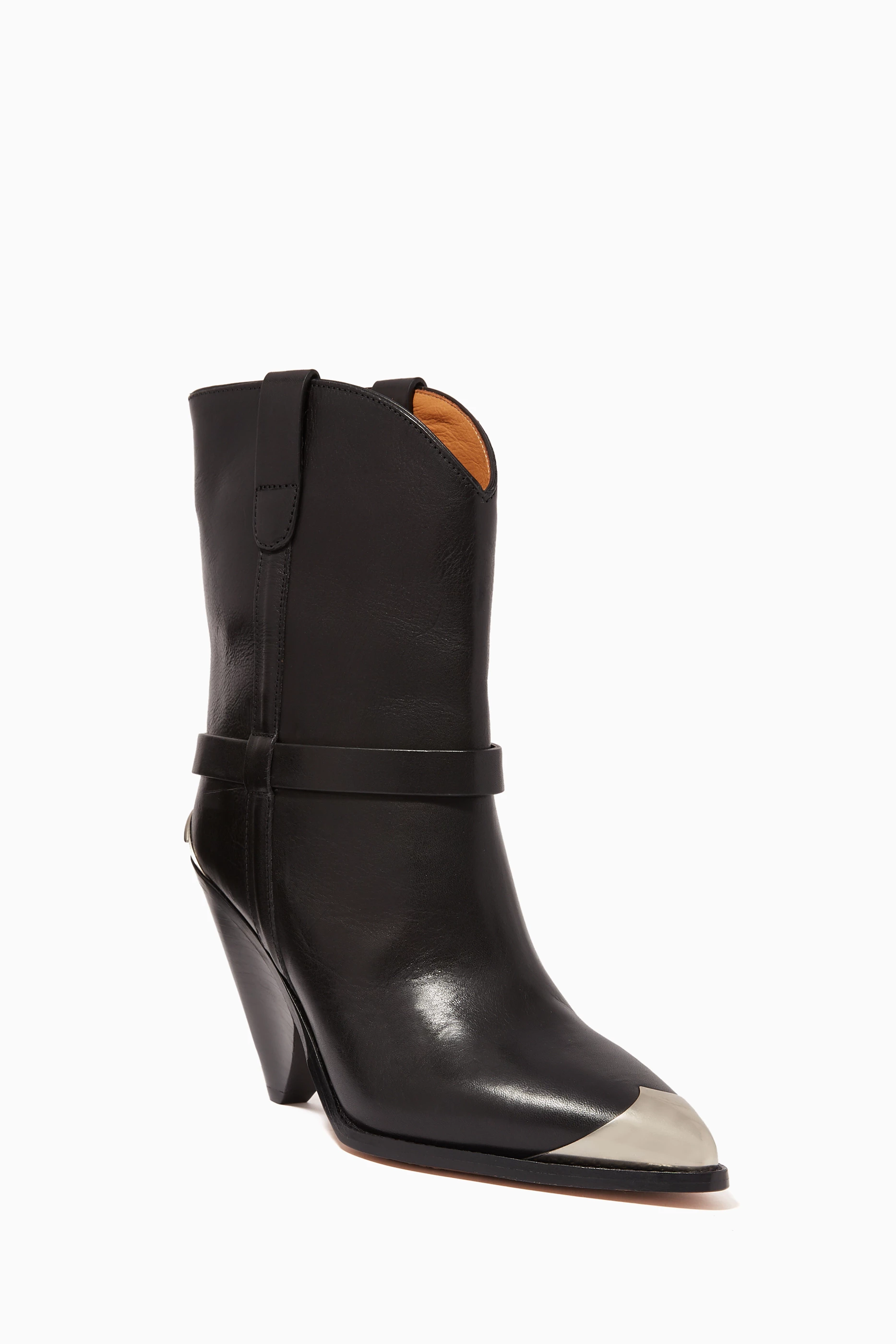 Buy Isabel Marant Black Lamsy Leather Ankle Boots for Women Online