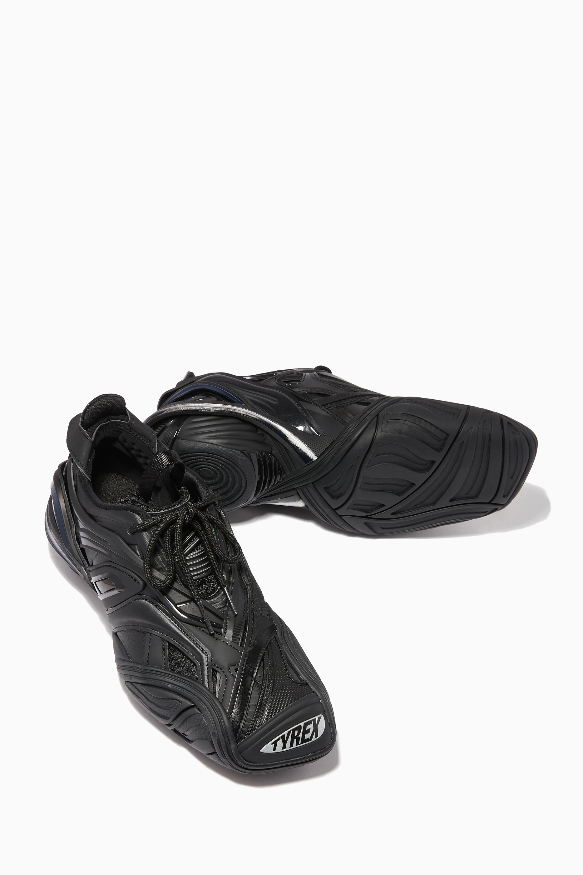 Buy Balenciaga Black Tyrex Sneakers in Molded Rubber & Nylon for