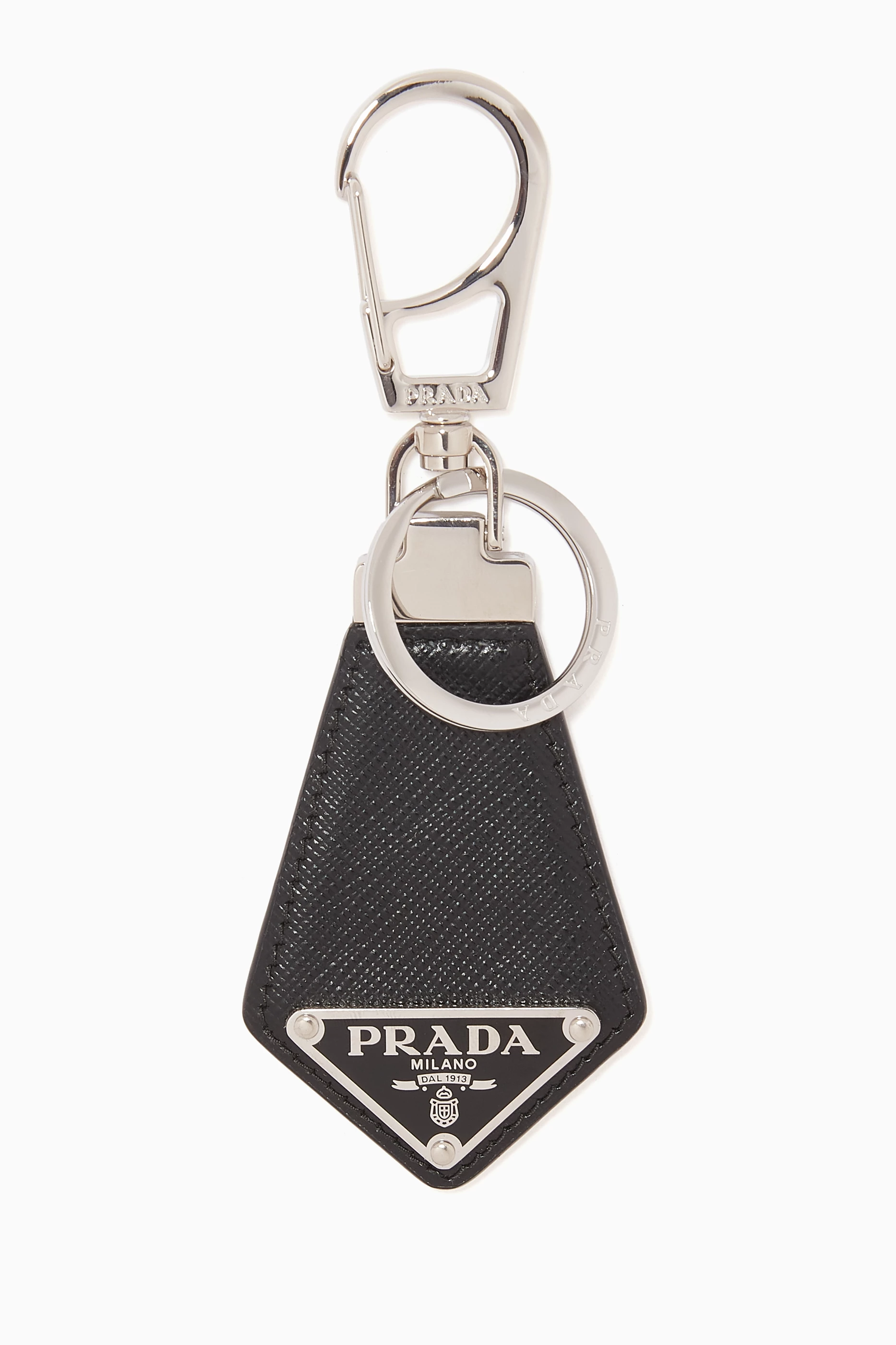 ★Prada Saffiano Triangle Logo Keyring Black★ 213476616_black_in.jpg?ts=