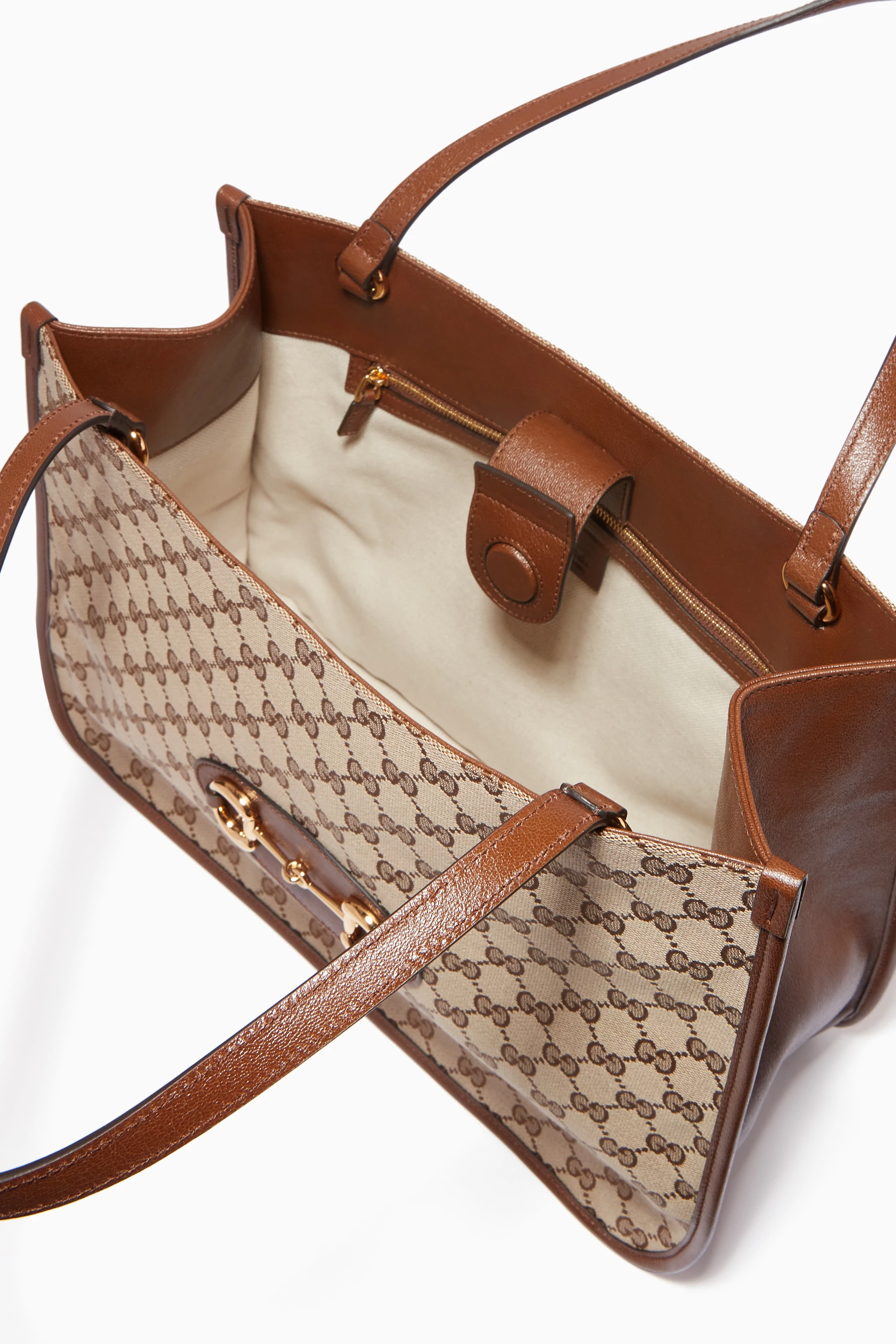 Buy Gucci Neutral Gucci Horsebit 1955 Medium Tote Bag in Original