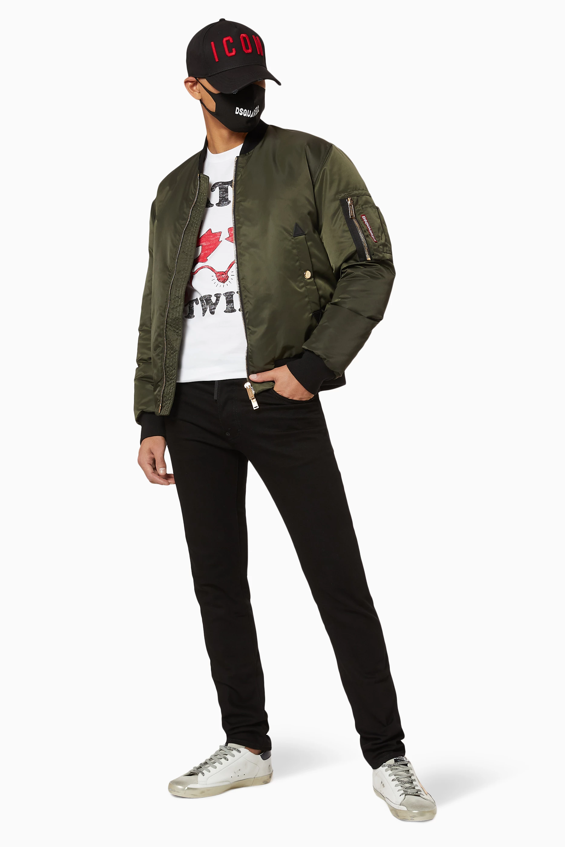 Buy Dsquared2 Green Icon Nylon Down Bomber Jacket for Men Online