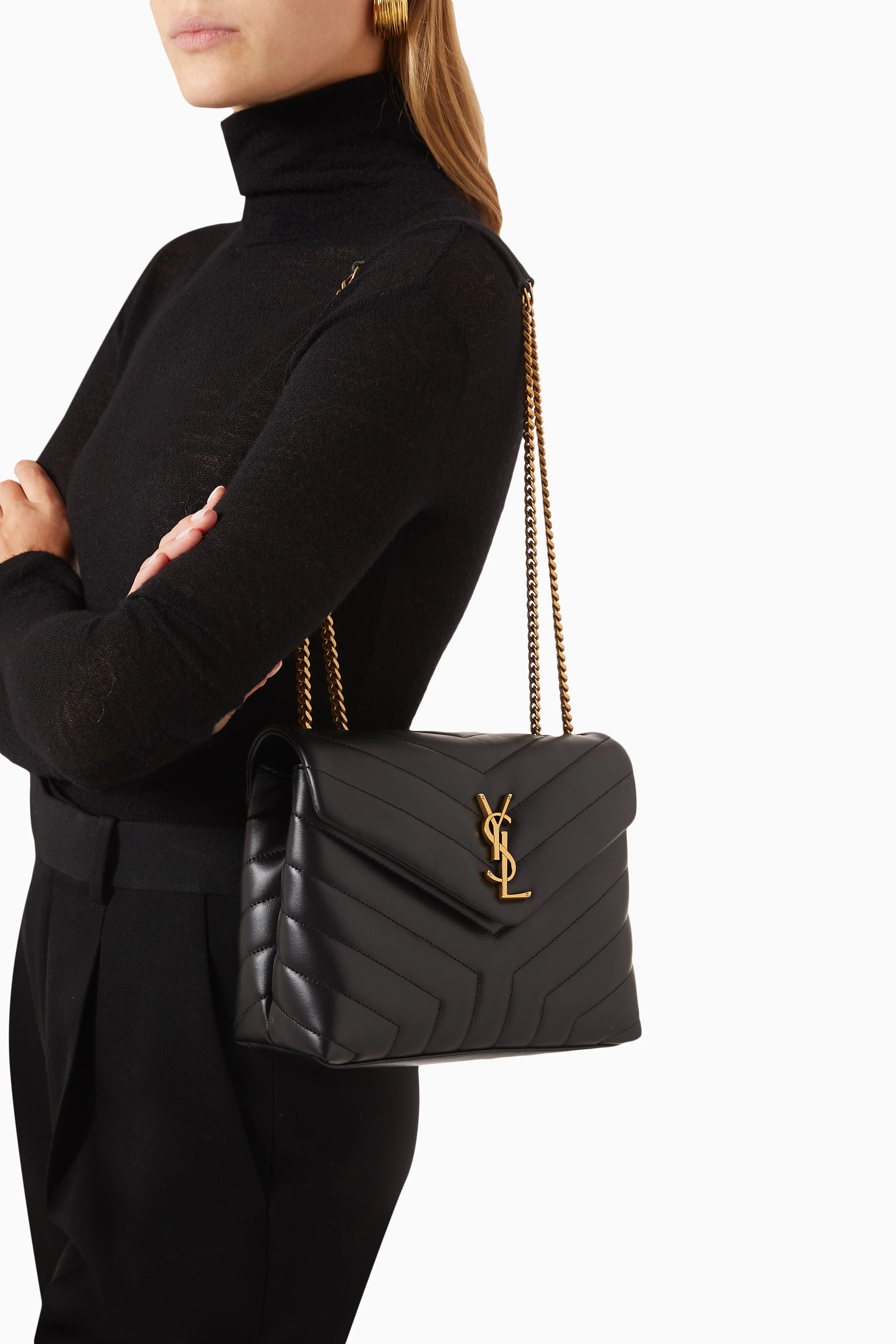 Buy SAINT LAURENT Black Small Loulou Bag in Y Matelasse Leather for Women Online Ounass Kuwait