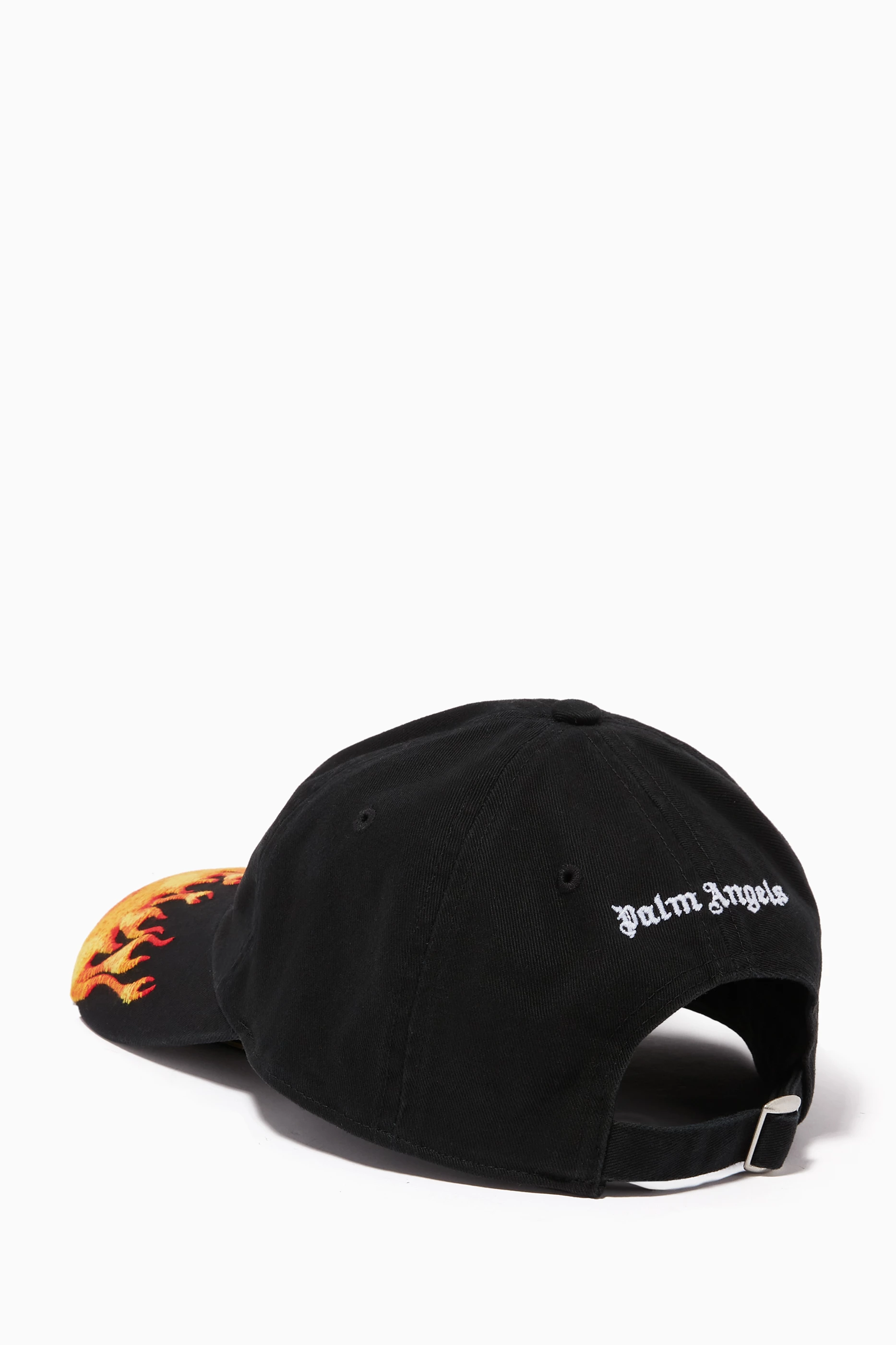 Buy Palm Angels Black Flames Cap in Cotton for Men Online