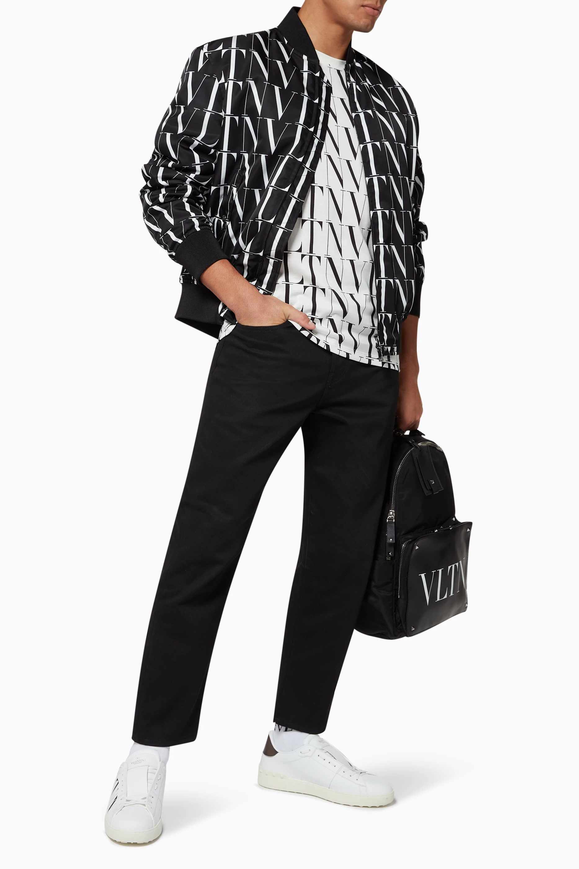 Buy Valentino Garavani Black VLTN TIMES Nylon Bomber Jacket for Men Online Ounass Kuwait