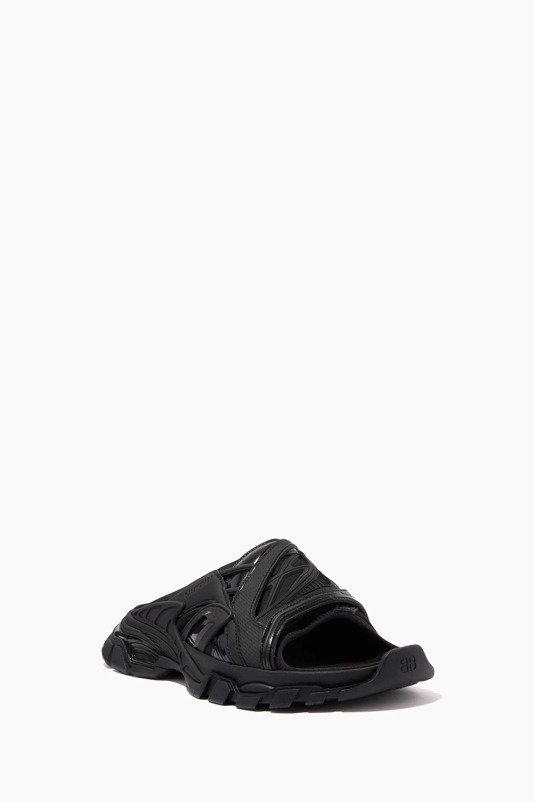 Buy Balenciaga Black Track Slide Sandal in Neoprene & Rubber for