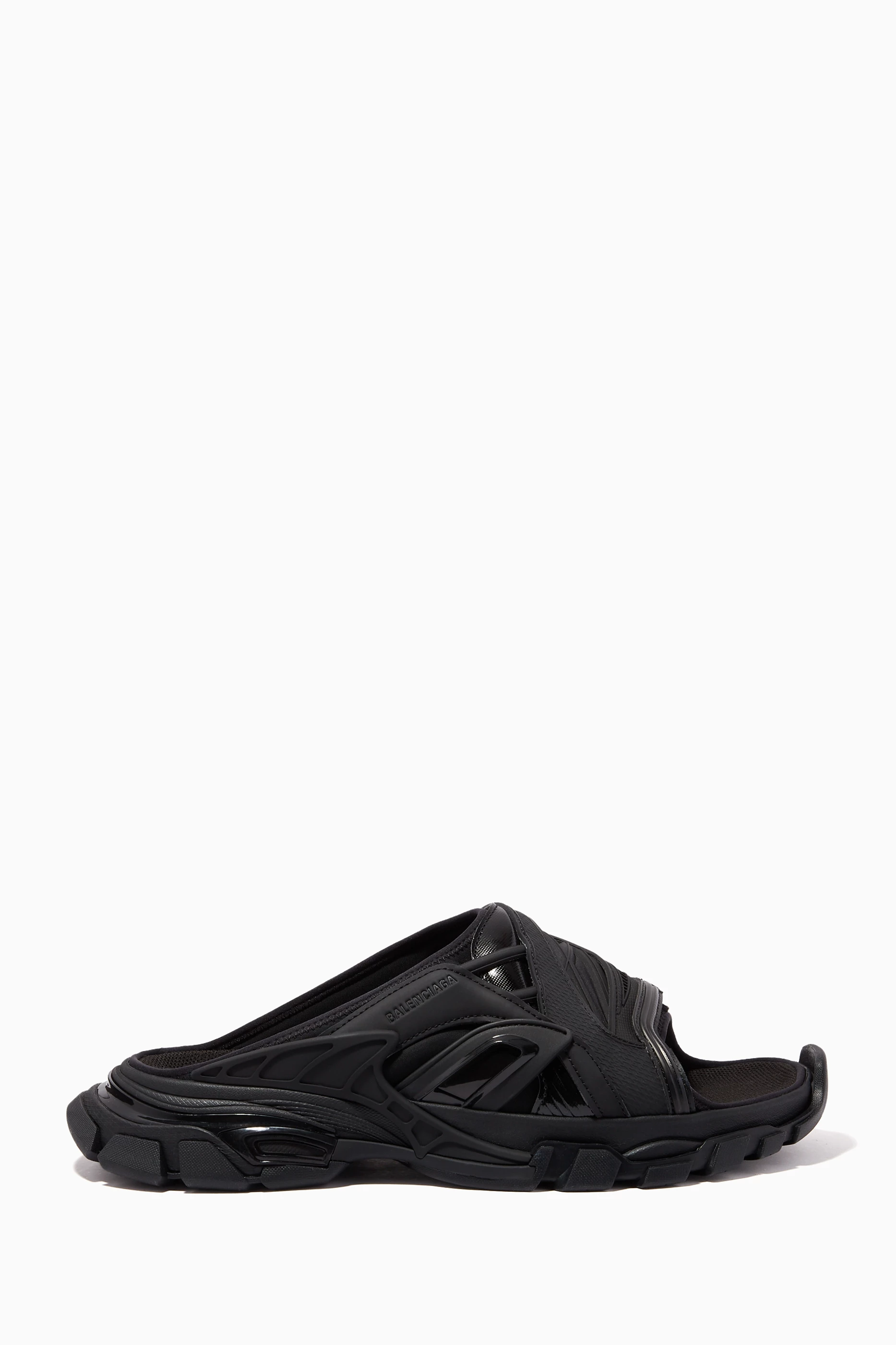 Buy Balenciaga Black Track Slide Sandal in Neoprene & Rubber for 