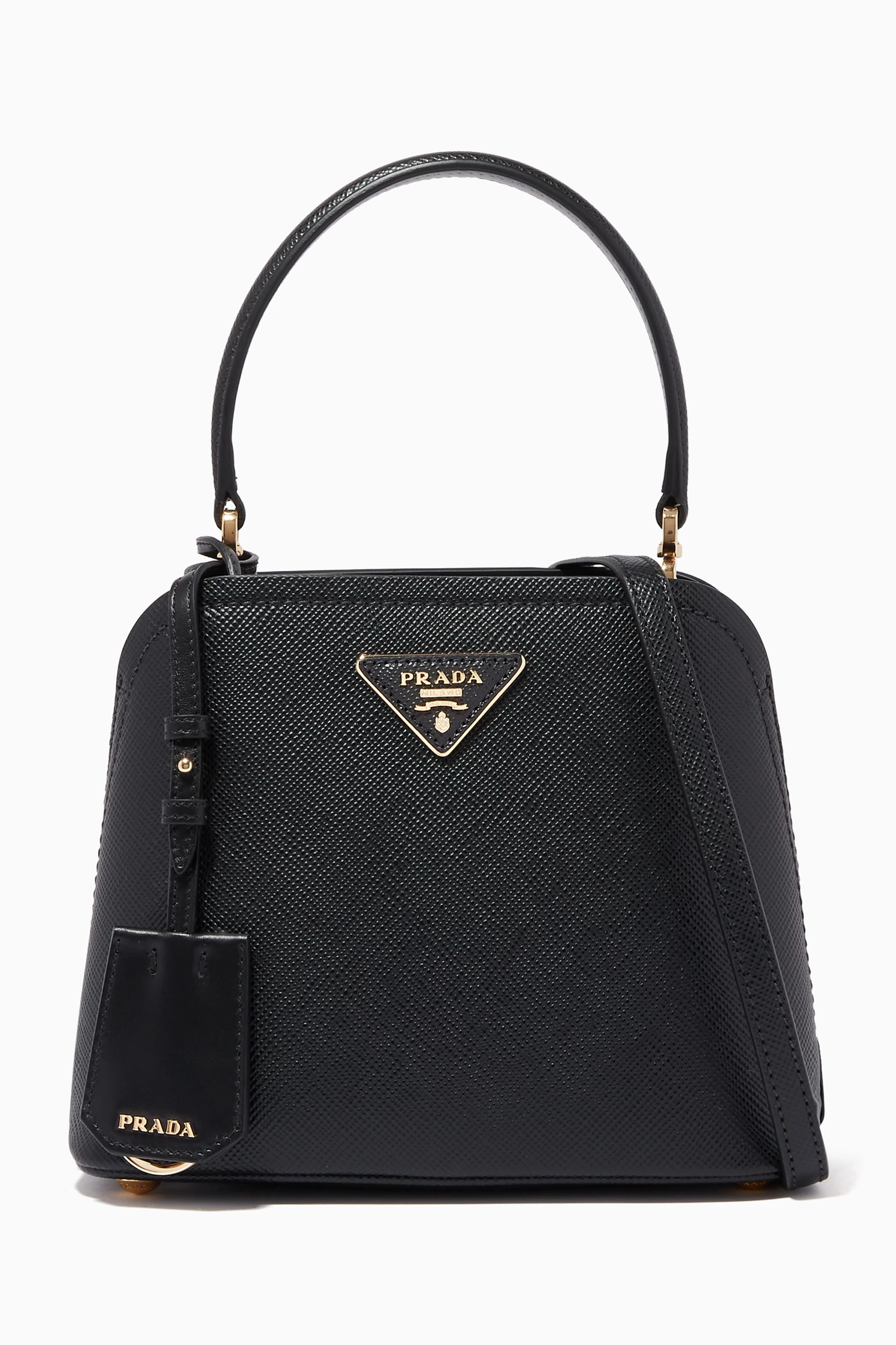 Buy Prada Black Micro Prada Matinée Bag in Saffiano Leather for