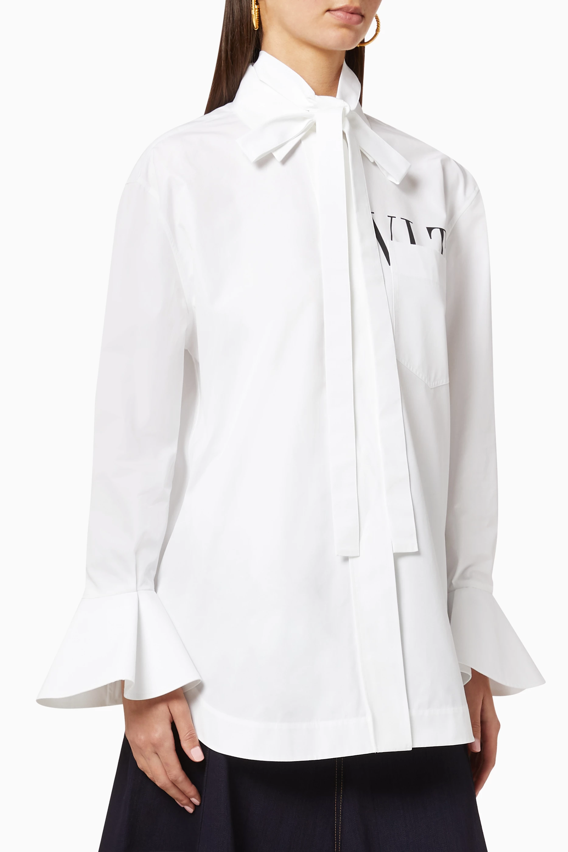 Buy Valentino Garavani White VLTN Poplin Shirt for Women Online Ounass Kuwait