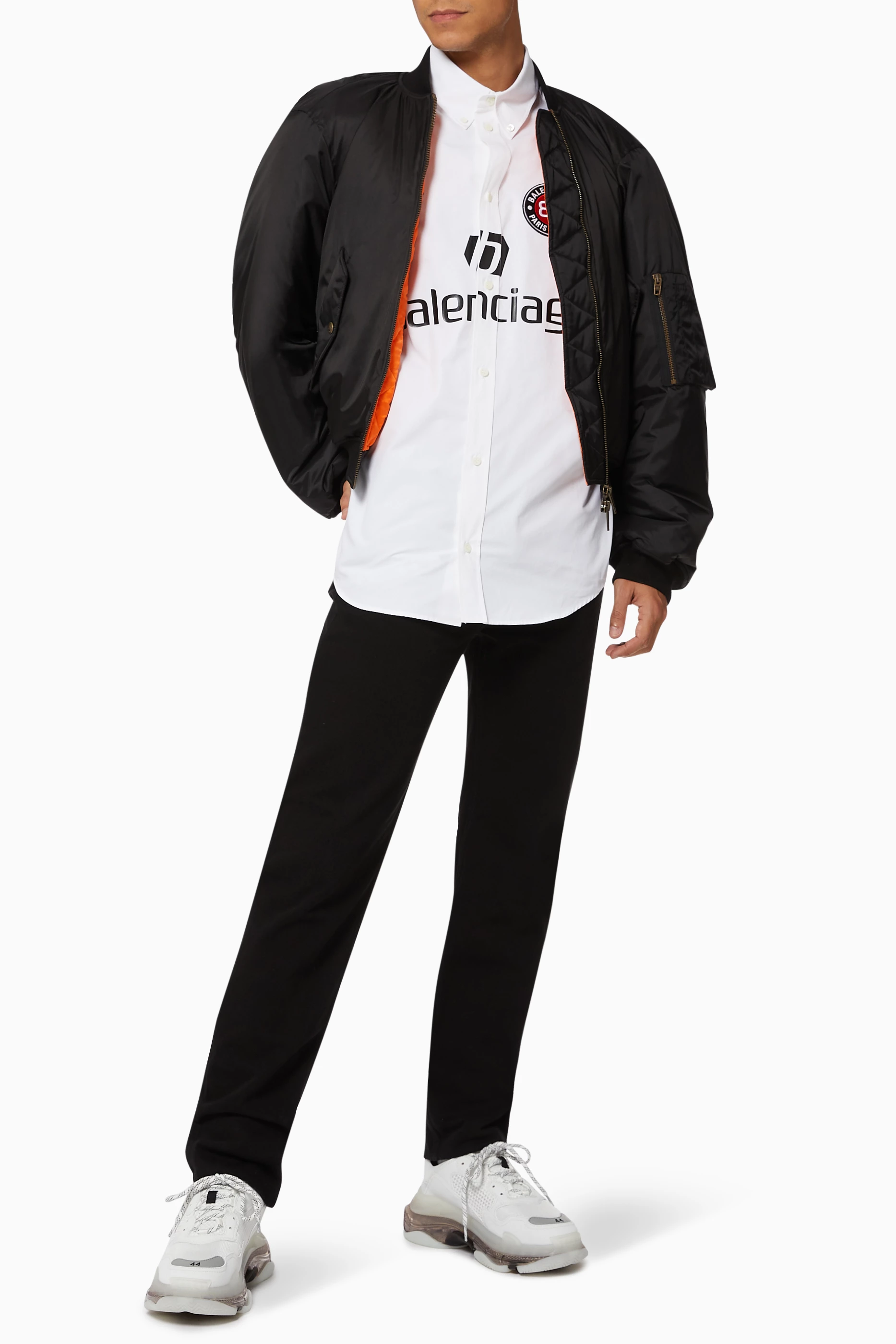 Buy Balenciaga Black Steroid Bomber Jacket in Nylon for Men