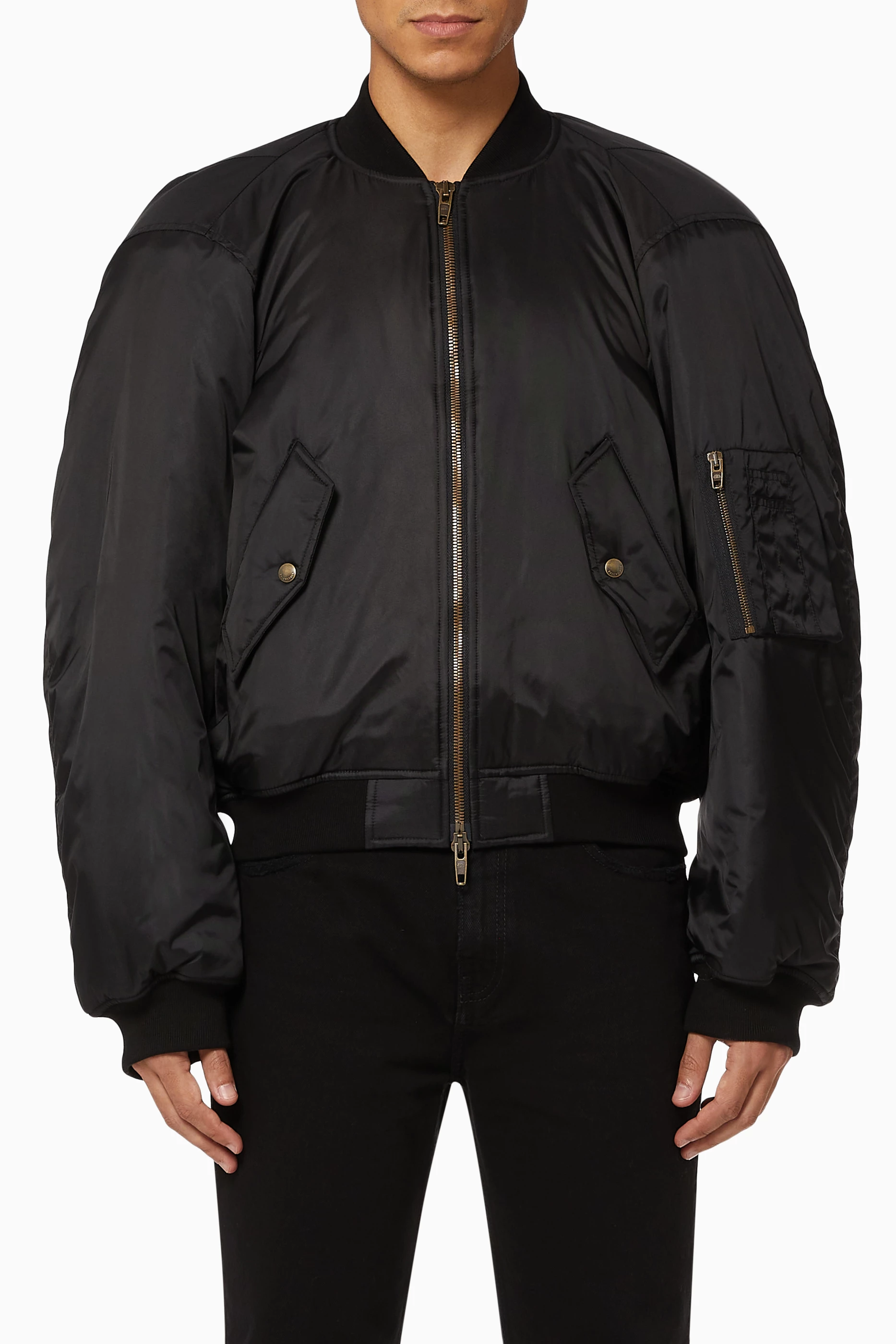 Buy Balenciaga Black Steroid Bomber Jacket in Nylon for Men Online