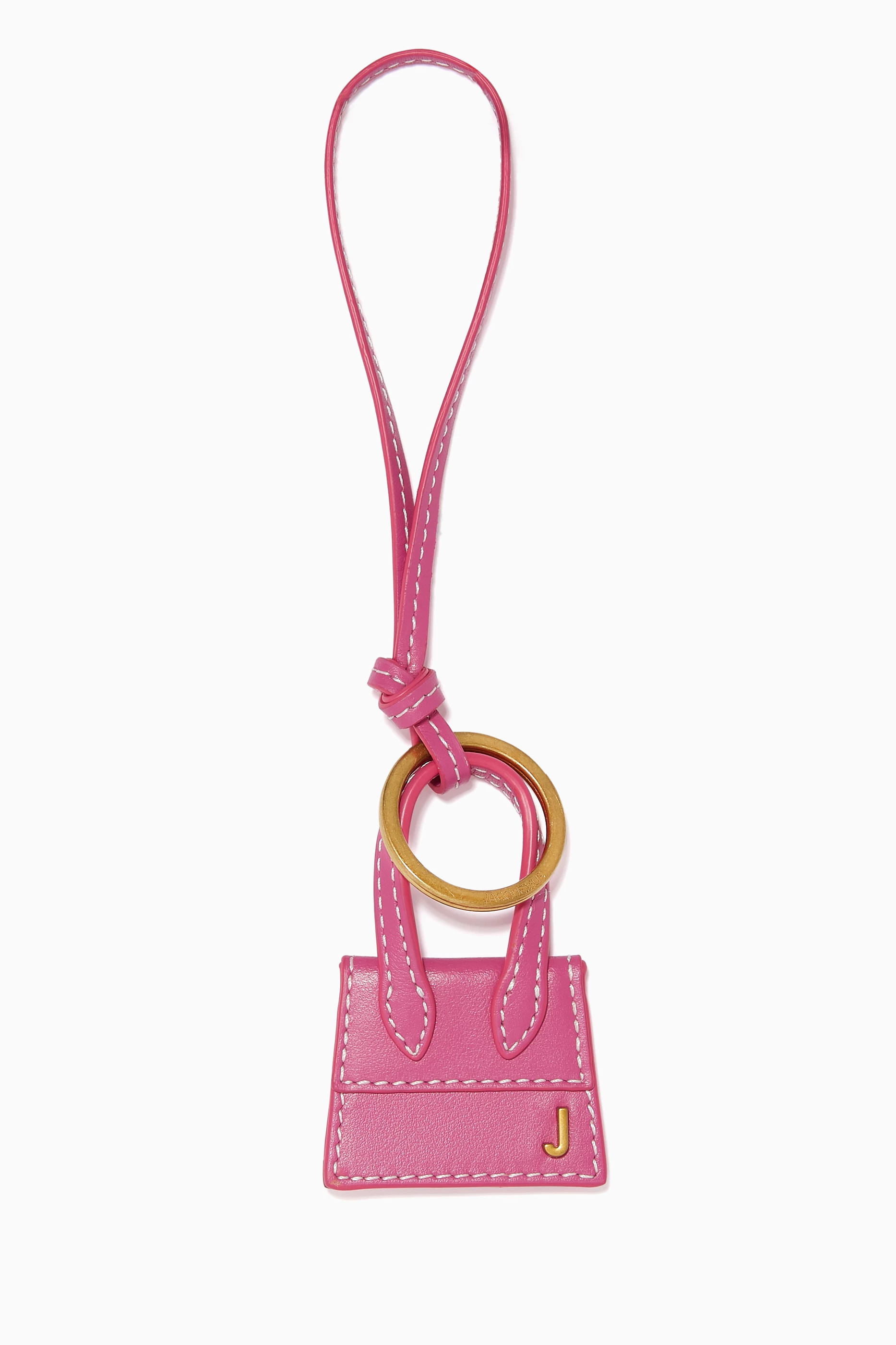 Buy Jacquemus Pink Le Porte Clés Chiquito Keyring in Leather for