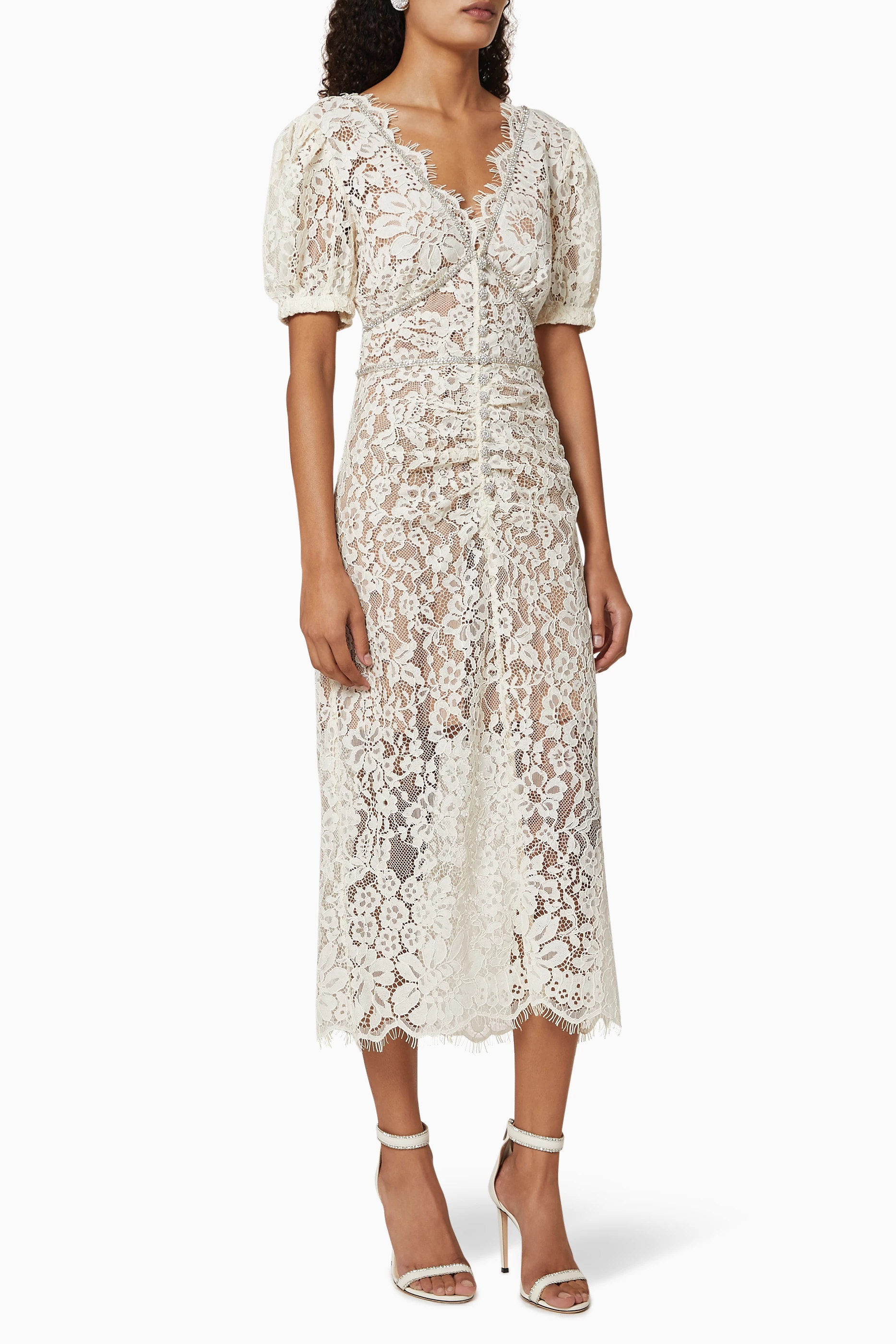 Buy Self-Portrait Neutral Camellia Corded Lace Dress for Women Online |  Ounass Kuwait