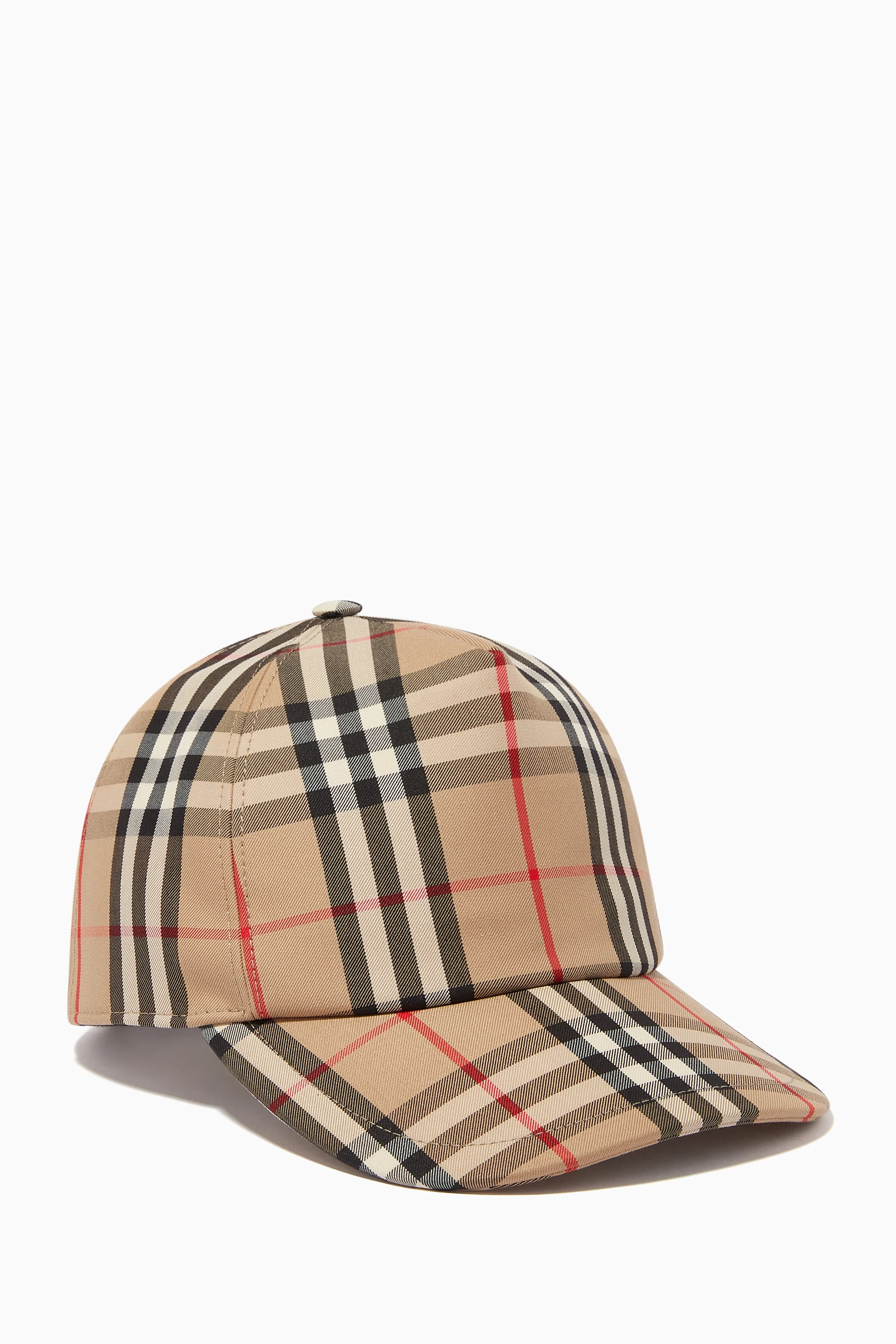 Buy Burberry Neutral Logo Applique Baseball Cap in Vintage Check Cotton Blend Twill for Women Online Ounass Kuwait