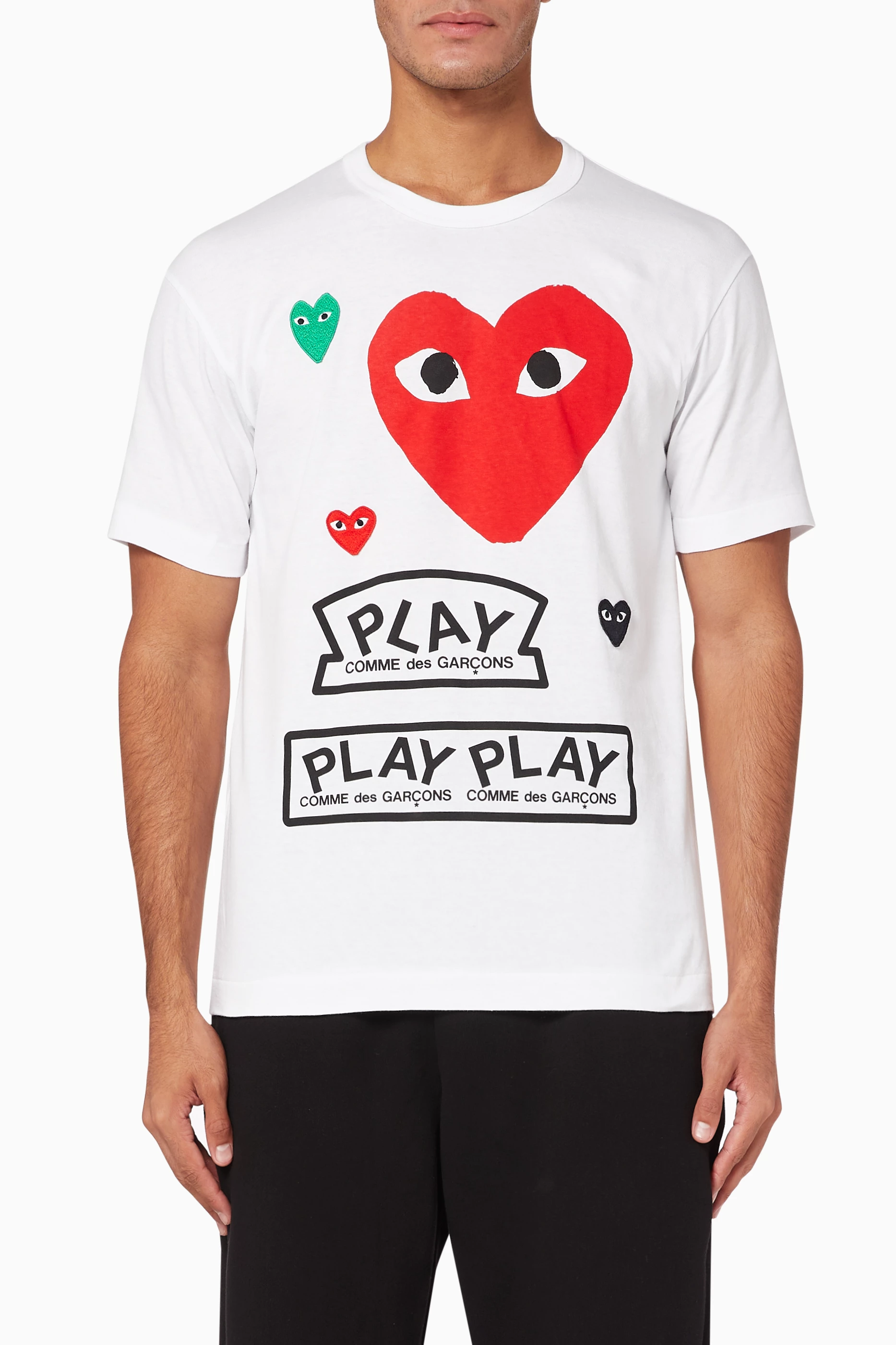 Buy Comme des Garçons PLAY White Graphic Logo Print Cotton T-Shirt