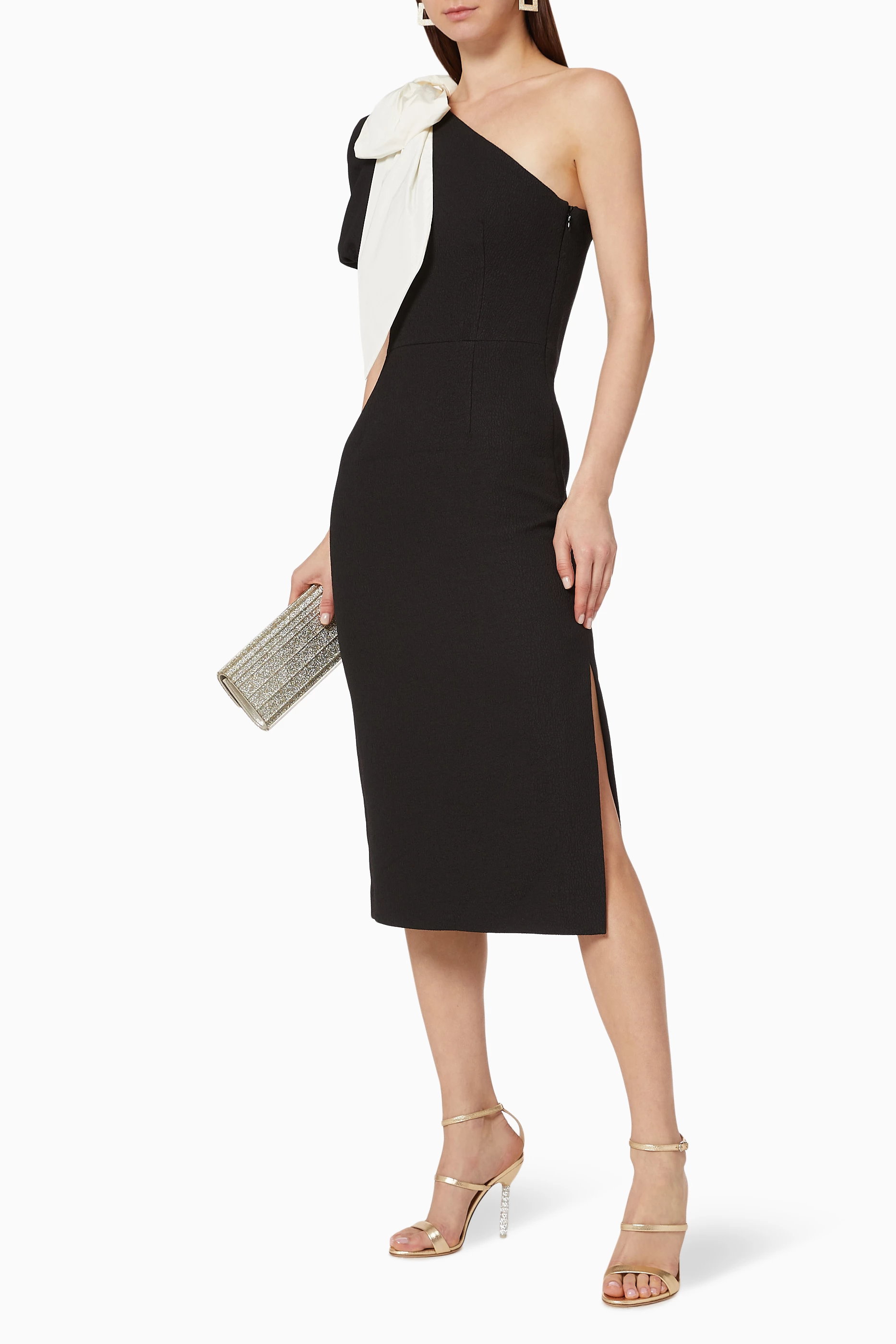 Buy Rebecca Vallance Black Bow Midi Dress for Women Online
