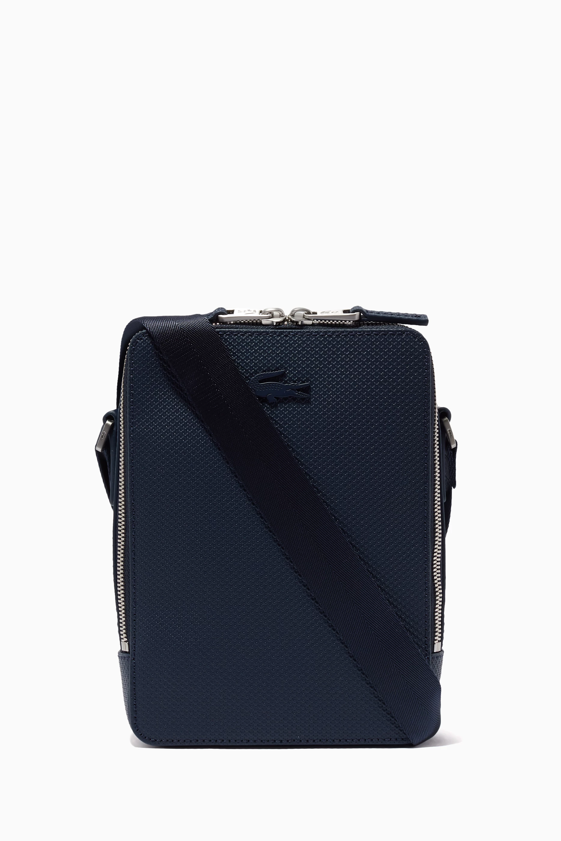 Buy Lacoste Blue Chantaco Vertical Camera Bag in Matte Pique Leather for Men Online Ounass Kuwait