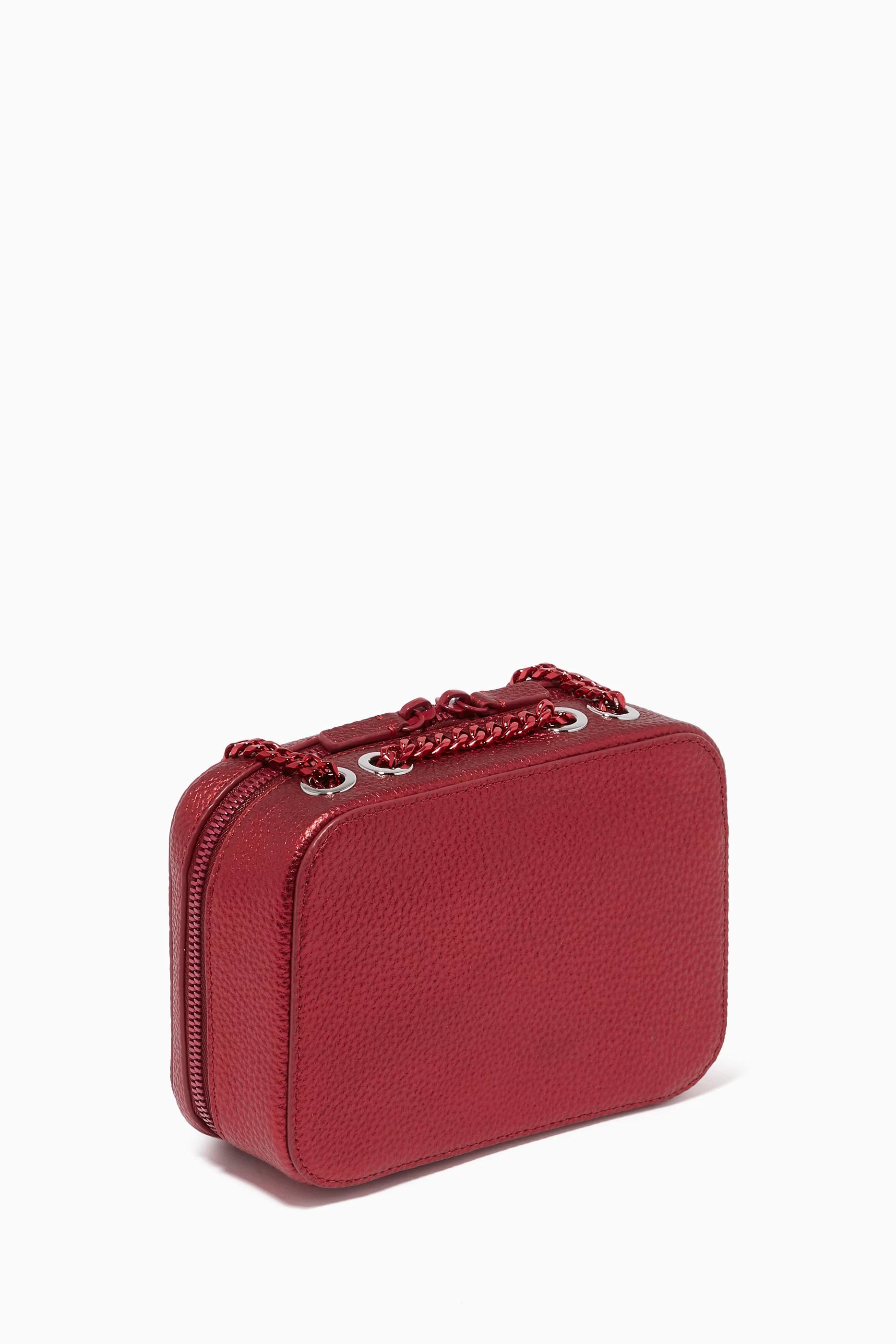 Buy Lacoste Red Croco Crew Shoulder Bag in Metallic Grained Leather for Women Online Ounass Kuwait