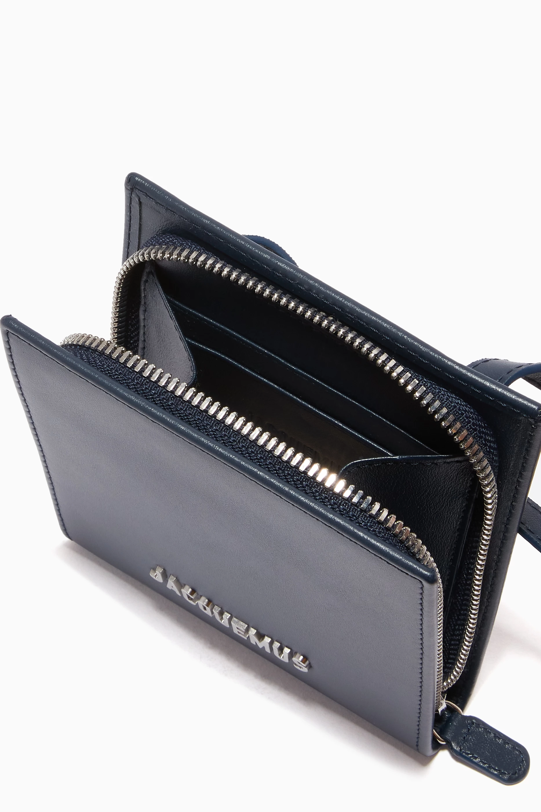 Buy Jacquemus Blue Le Gadjo Wallet on Strap in Leather for