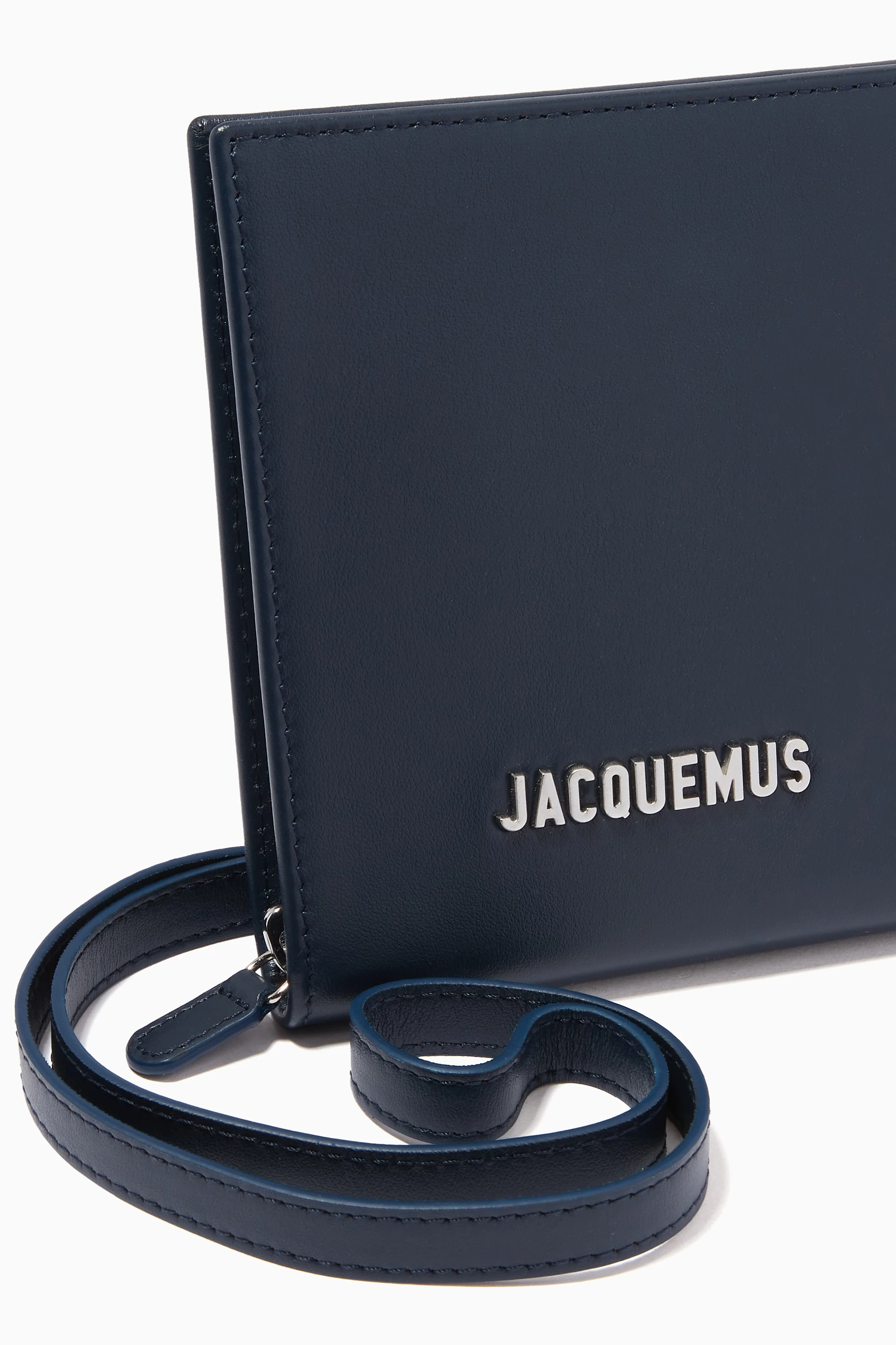 Buy Jacquemus Navy Le Gadjo Wallet on Strap in Leather for Men