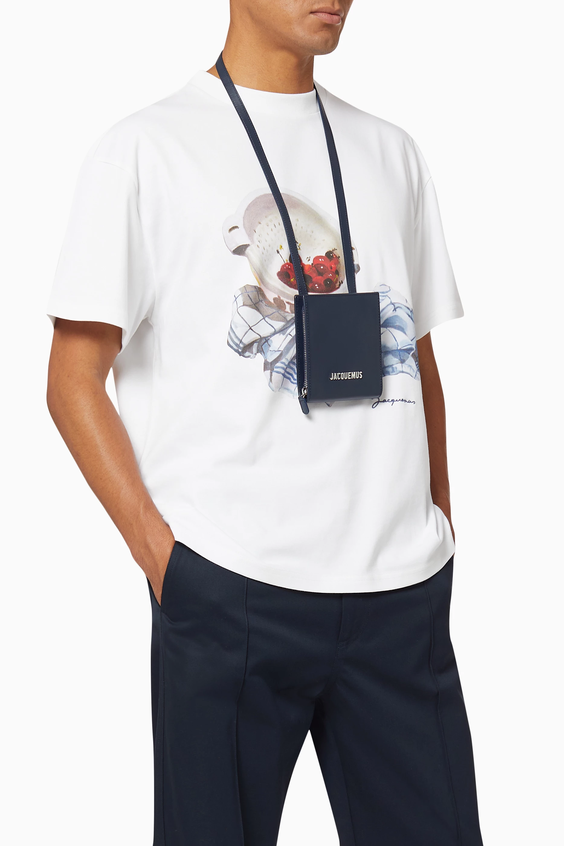 Buy Jacquemus Blue Le Gadjo Wallet on Strap in Leather for Men